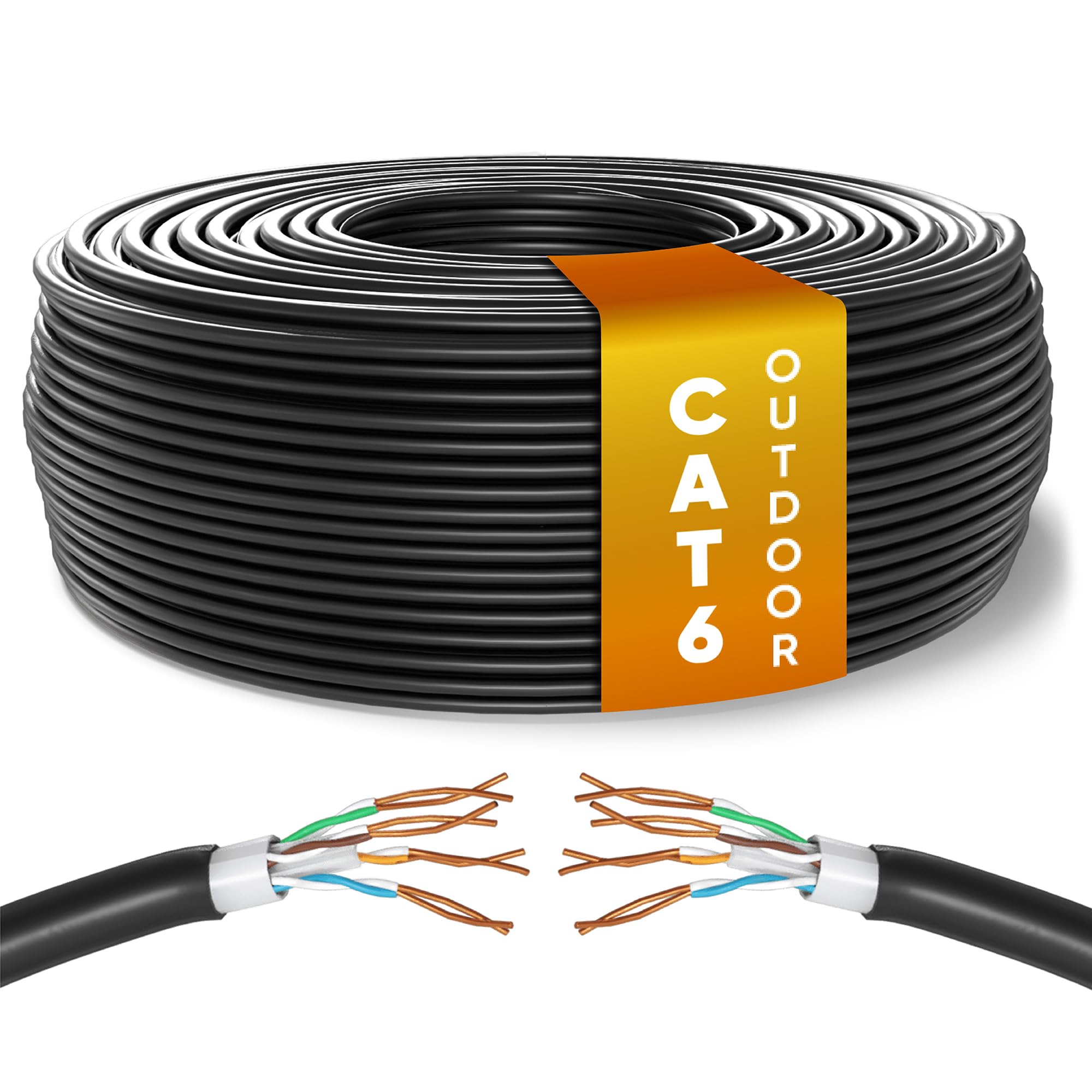 Mr. Tronic Cavo Impermeabile Esterno Ethernet Cat 6 da 100m, Cavo di Rete LAN Cat 6 ad Alta Velocità Per Internet Veloce 1 Gbps - AWG24 Sfuso Senza Connettori RJ45, UTP CCA (100 M…