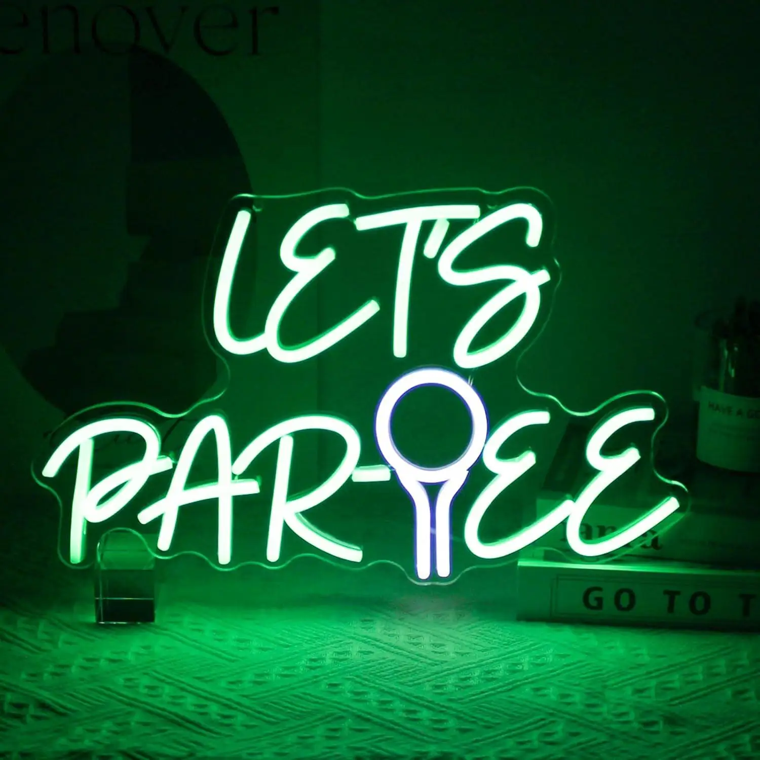 Insegna al Neon 'Let's Par Tee' con Palla da Golf, Luci LED Dimmerabili USB per Club di Golf, Camera da Letto, Man Cave, Decorazione Murale per Feste, Regali