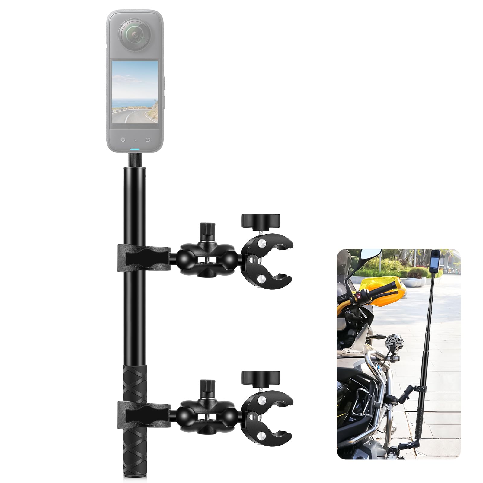 Supporto per fotocamera PULUZ 150 cm invisibile Selfie Stick regolabile per Insta360 X5 X4 X3 X2 ONE RS R Ace e manubrio moto bici ATV