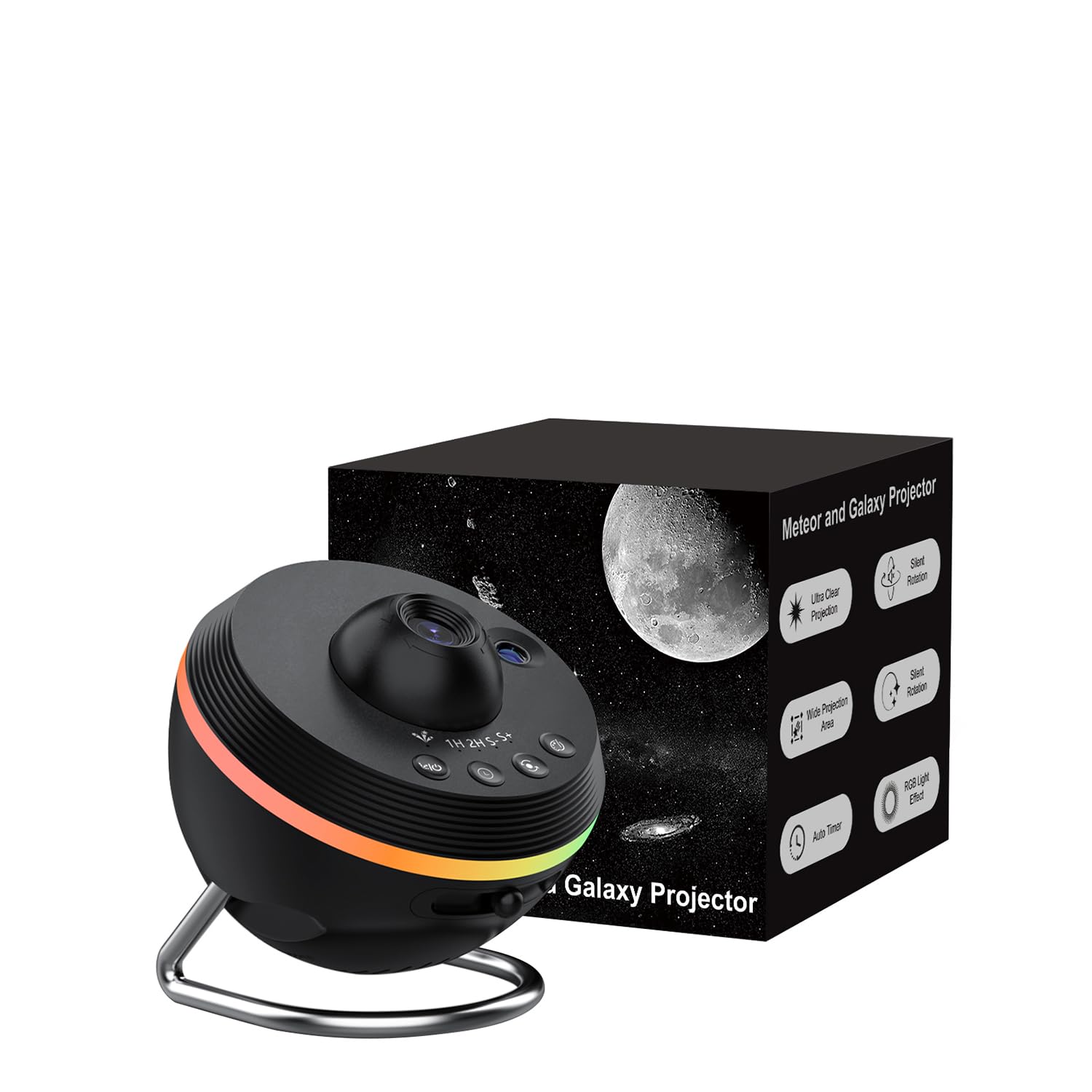 Ainael Proiettore Stelle Soffitto, Proiettore Stelle Planetario con 1 Disco | 5K HD Projection • Dynamic Meteor • Striscia LED RGB • Auto Timer • Silent Rotation • Regalo per Bamb…