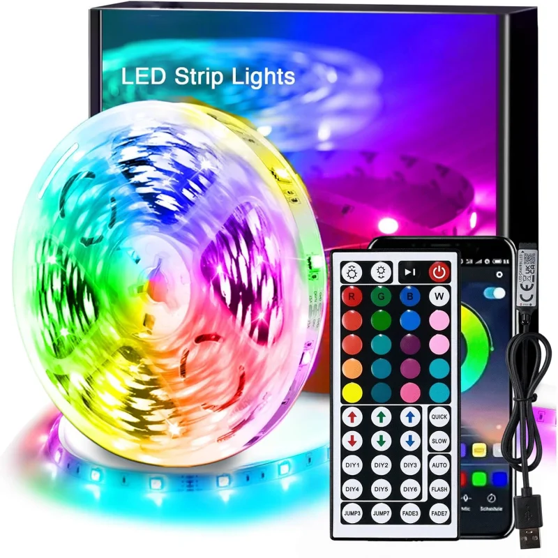 Striscia LED USB 5V con Controllo APP, Cambio Colore RGB 5050, Lampada Flessibile per Decorazione Stanza e Atmosfera Festa