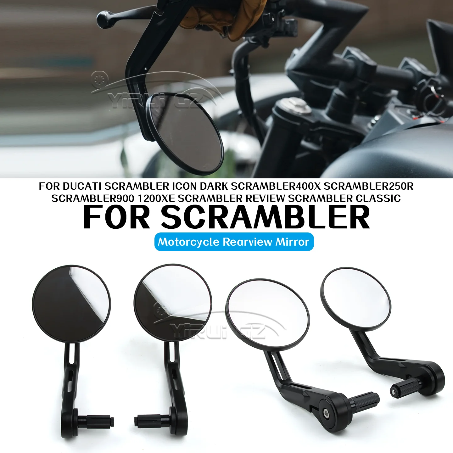 PER Ducati Specchi Moto Scrambler Icon Dark 400X 250R 900 1200XE Revisione Manubrio Classico Specchi Retrovisori Specchi Laterali