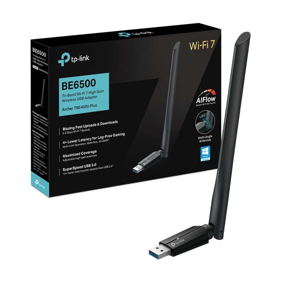 TP-Link Archer TBE400U Plus Adattatore USB Wi-Fi 7 BE6500Mbps Tri-Band PC | Per Potenziare il Segnale Wi-Fi di Computer Fissi, Windows 11 e 10 a 64 Bit, WPA3, MLO, Beamforming, An…