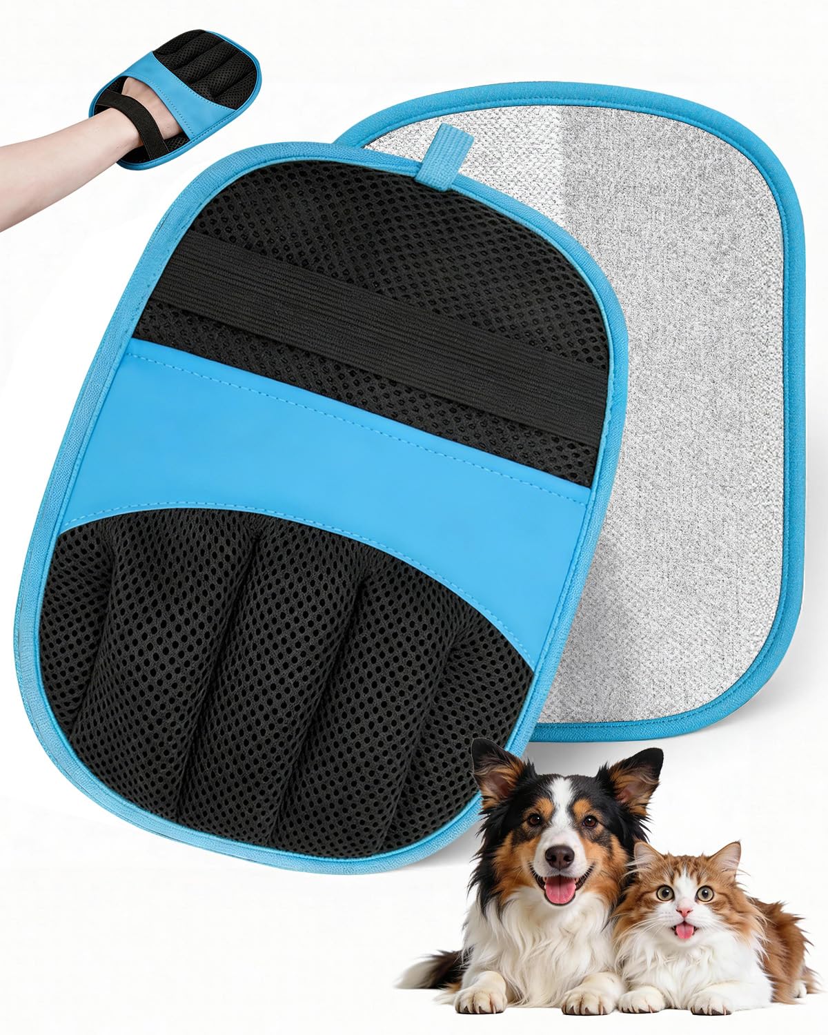 JIMYIU Set di 2 Guanti elettrostatici Anti-Pelo, Versione Rinforzata e migliorata – riutilizzabili e Lavabili, per Cani e Gatti, per Divano, tappeti, seggiolino Auto, Vestiti e mo…