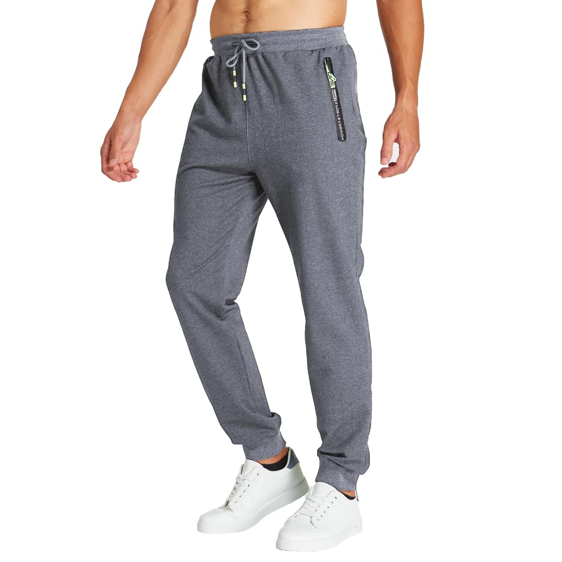 ZOXOZ Pantaloni Sportivi Uomo Cotone con Elastico in Vita con Tasche Zip