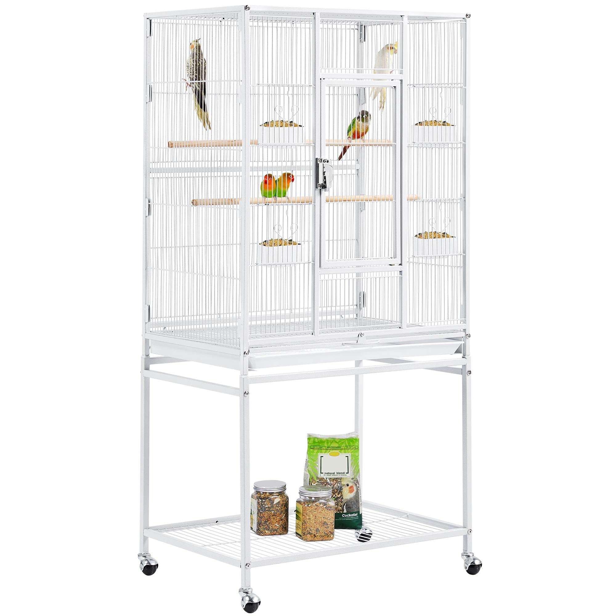 Yaheetech Gabbia Uccelli Piedistallo Staccabile 62 × 43 × 136 cm Bianca | Gabbia Spaziosa con Piedistallo Staccabile per Interno‑Esterno, Adatta per Pappagalli, Inseparabili e Cal…