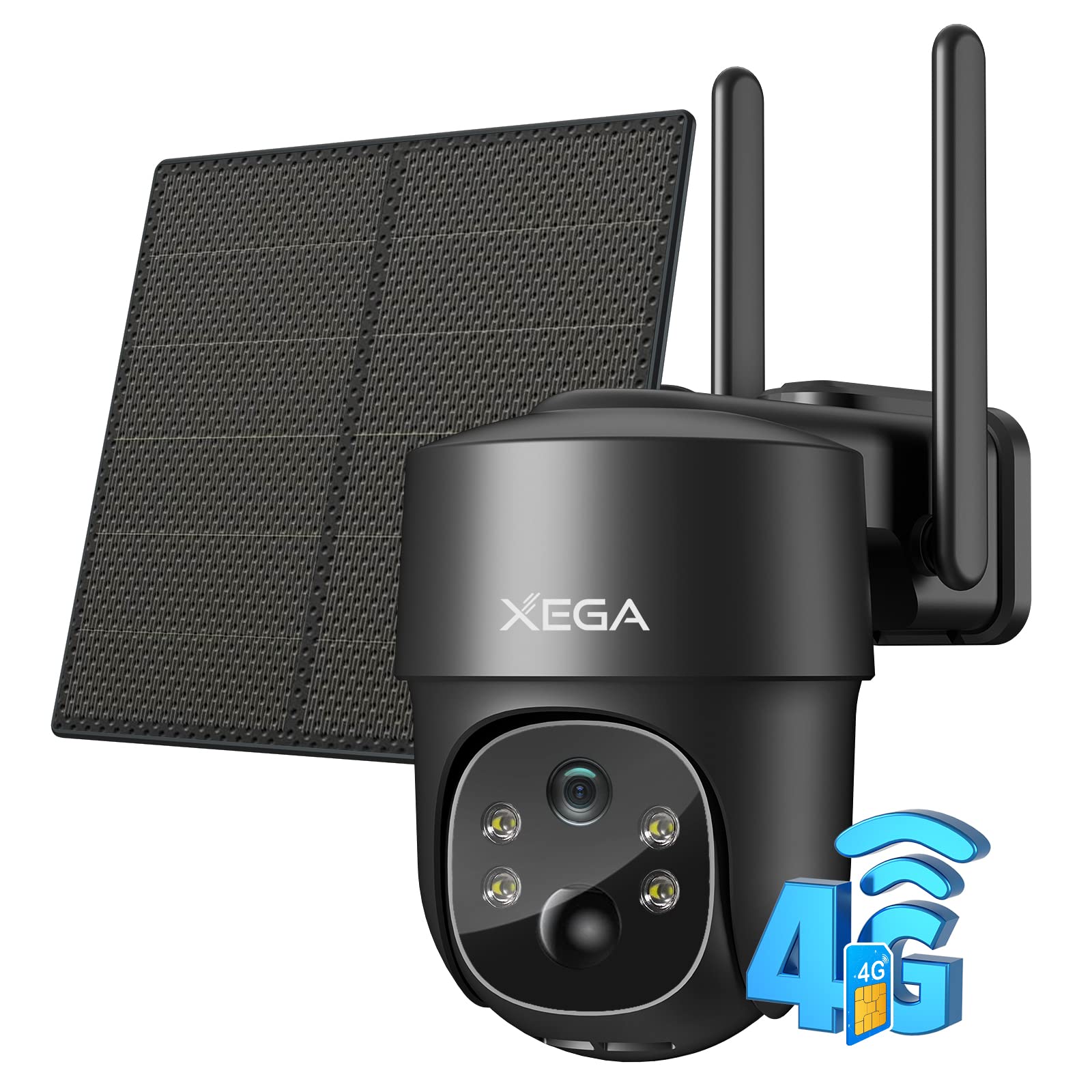 Xega 4G Telecamera Solare Esterno PTZ Con SIM Senza WiFi Senza Fili | 2K HD, Batteria, Rotazione 355°/90°, Visione Notturna, Rilevamento Movimento, Audio Bidirezionale, Abbonament…