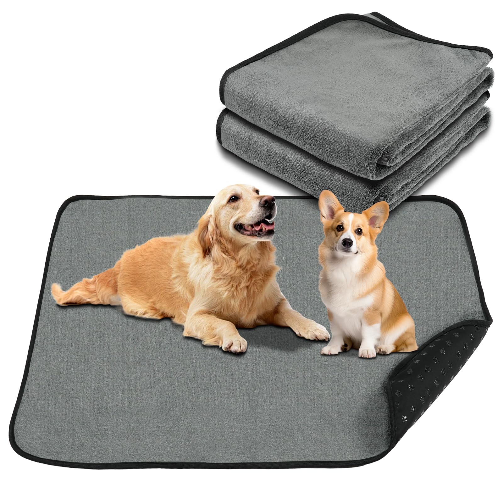 Adiwo 2 Pezzi Tappetini Assorbenti per Cani 70X100 Cm, Extra Forti Riutilizzabili Rapidi, Puppy Pads per Cane Gatti Porcellini d'India, Traversine Lavabili per Cani per Pavimenti,…