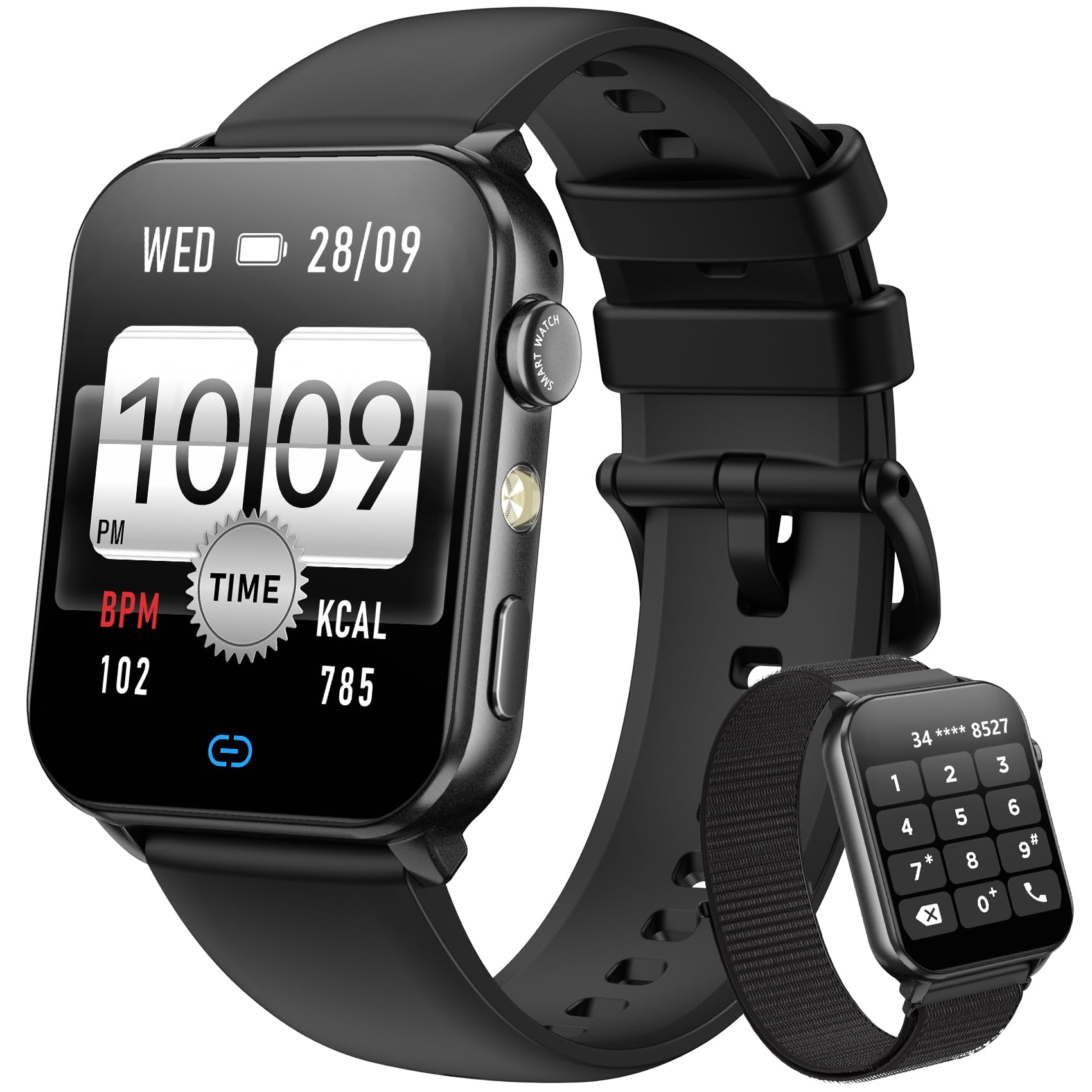 Blackview Smartwatch Uomo Donna, Effettua e Rispondi alle Chiamate,1,91'' Orologio Intelligente 100+ Modalità Sportive/Sonno/Cardiofrequenzimetro/SpO2/ Torcia per Android IOS