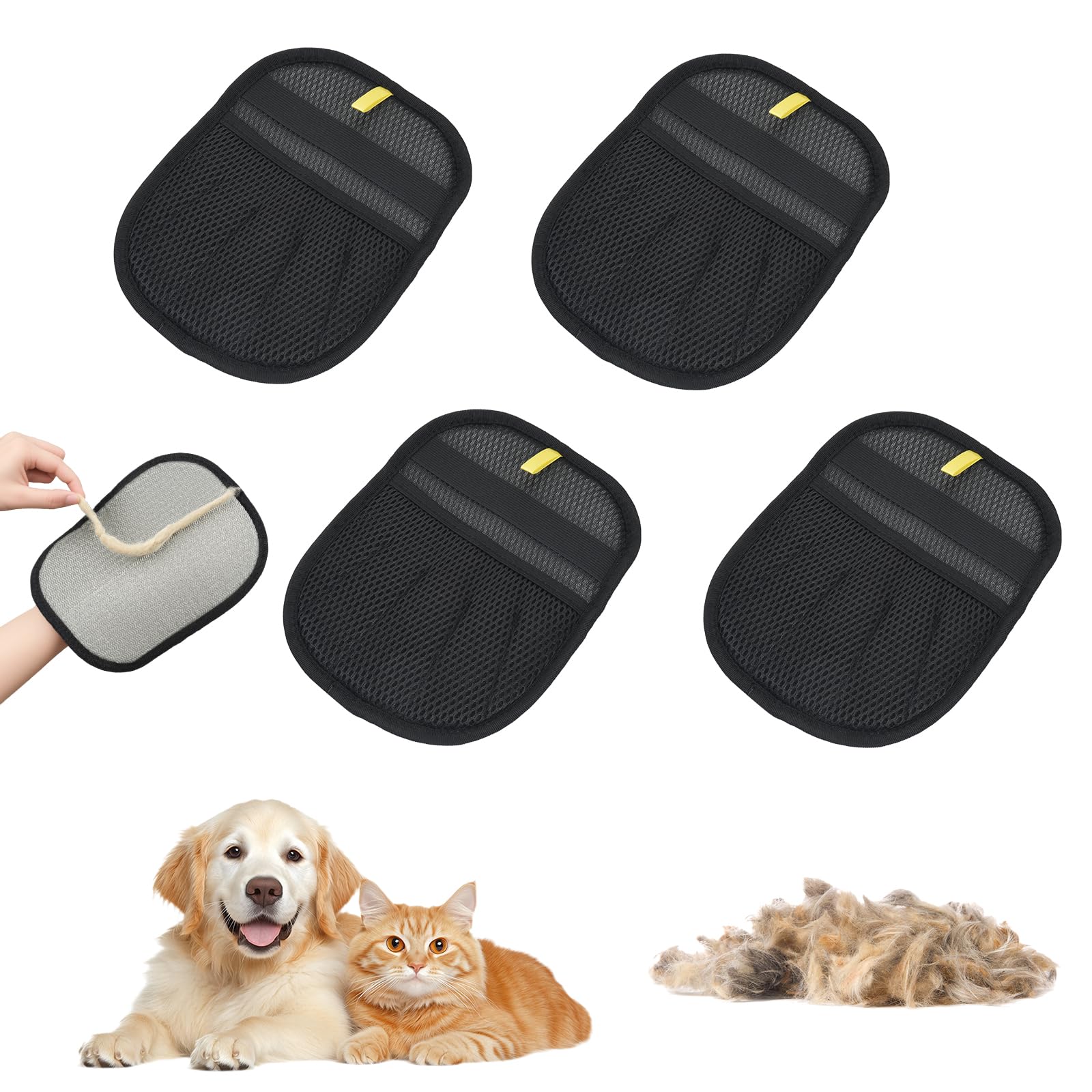 OTraki 4 Pezzi Guanto Peli Gatto e Cane,Guanti Magnetici in Pelliccia Ispessito per Cani e Gatti Con Forte Forza Elettrostatica per la Rimozione dei Peli di Animali Domestici la P…