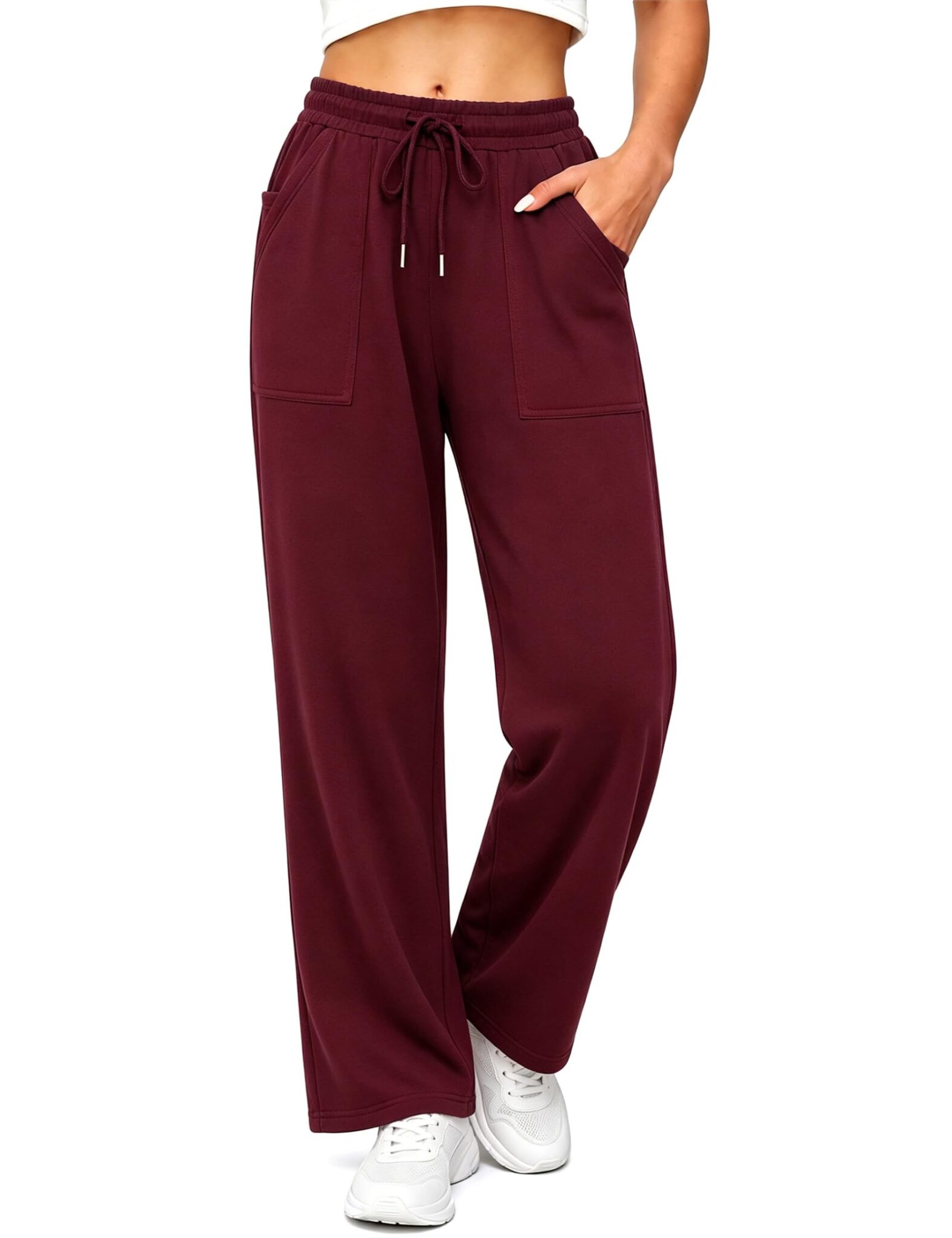 Crewhpo Pantaloni Tuta Donna Gamba Dritta con Coulisse e Tasche Casual | Tessuto Morbido, Leggera Elasticità, Vita Regolabile, Linea Pulita, Look Casual, Ufficio e Tempo Libero Tu…