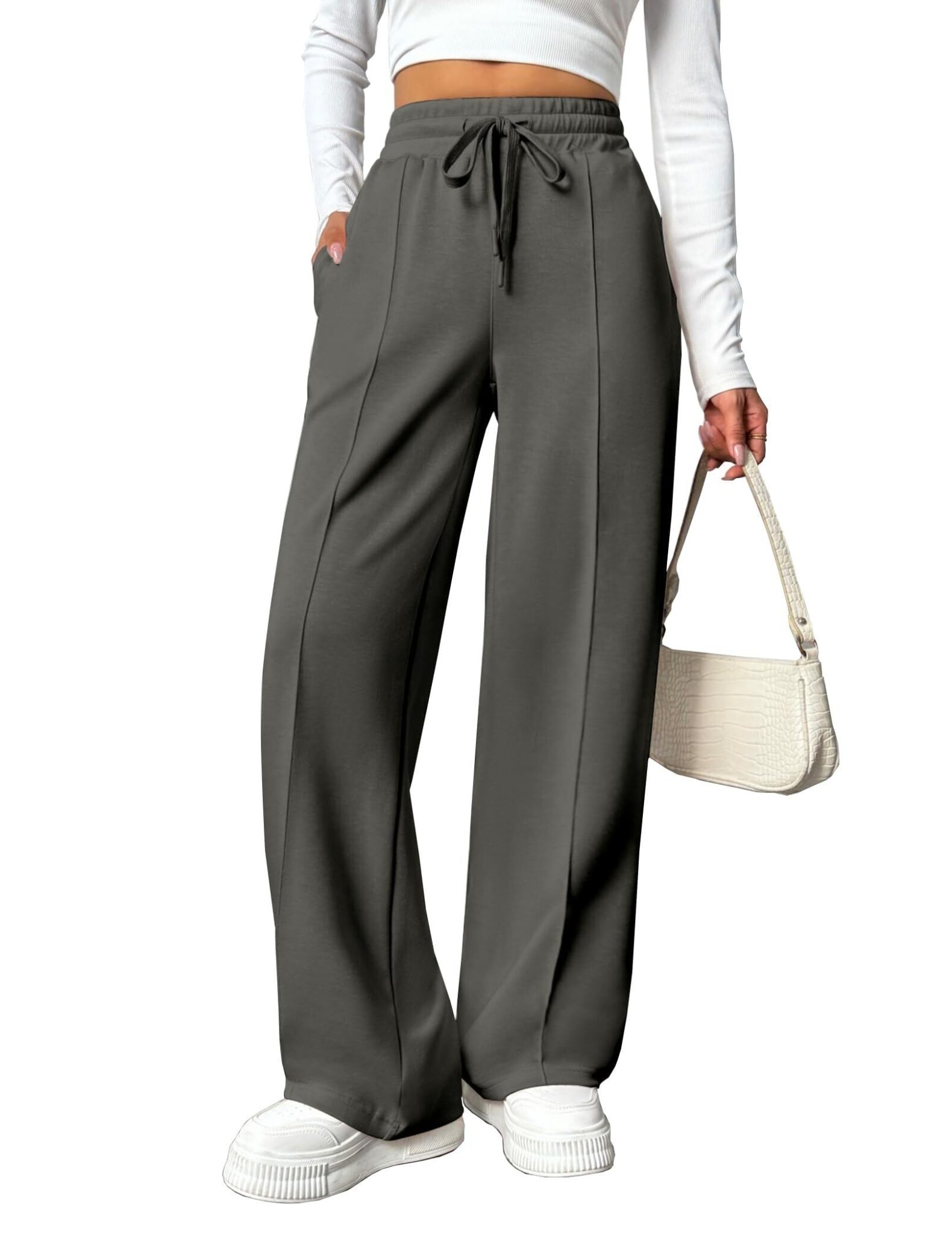 PINSPARK Pantaloni da Jogging da Donna Pantaloni Sportivi a Vita Alta Pantaloni Sportivi a Gamba Larga con Elastico in Vita Pantaloni da Yoga Pantaloni da Allenamento