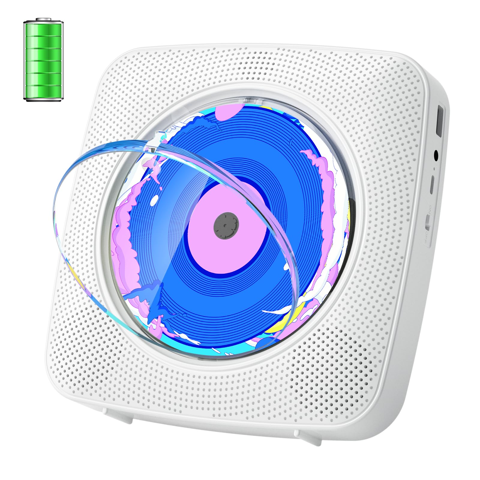 Lettore CD Portable hifi: Kegaudio Lettore CD Bluetooth con Altoparlante bianco