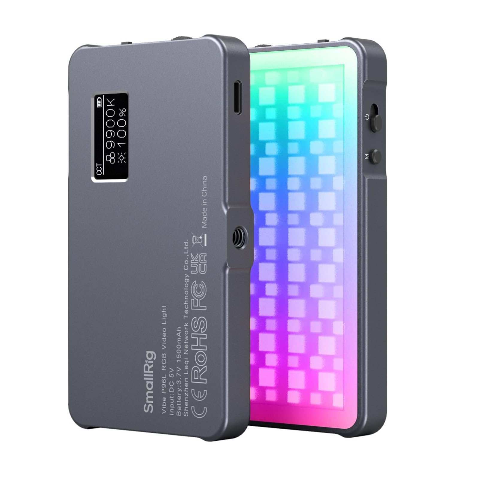 SMALLRIG RGB Video Light, Luce OLED Portatile Full Color CRI 96+ Dimmerabile 2500K-8000K, Illuminazione Ricaricabile per Fotografia, Videoconferenza, YouTube, TikTok - 3489B