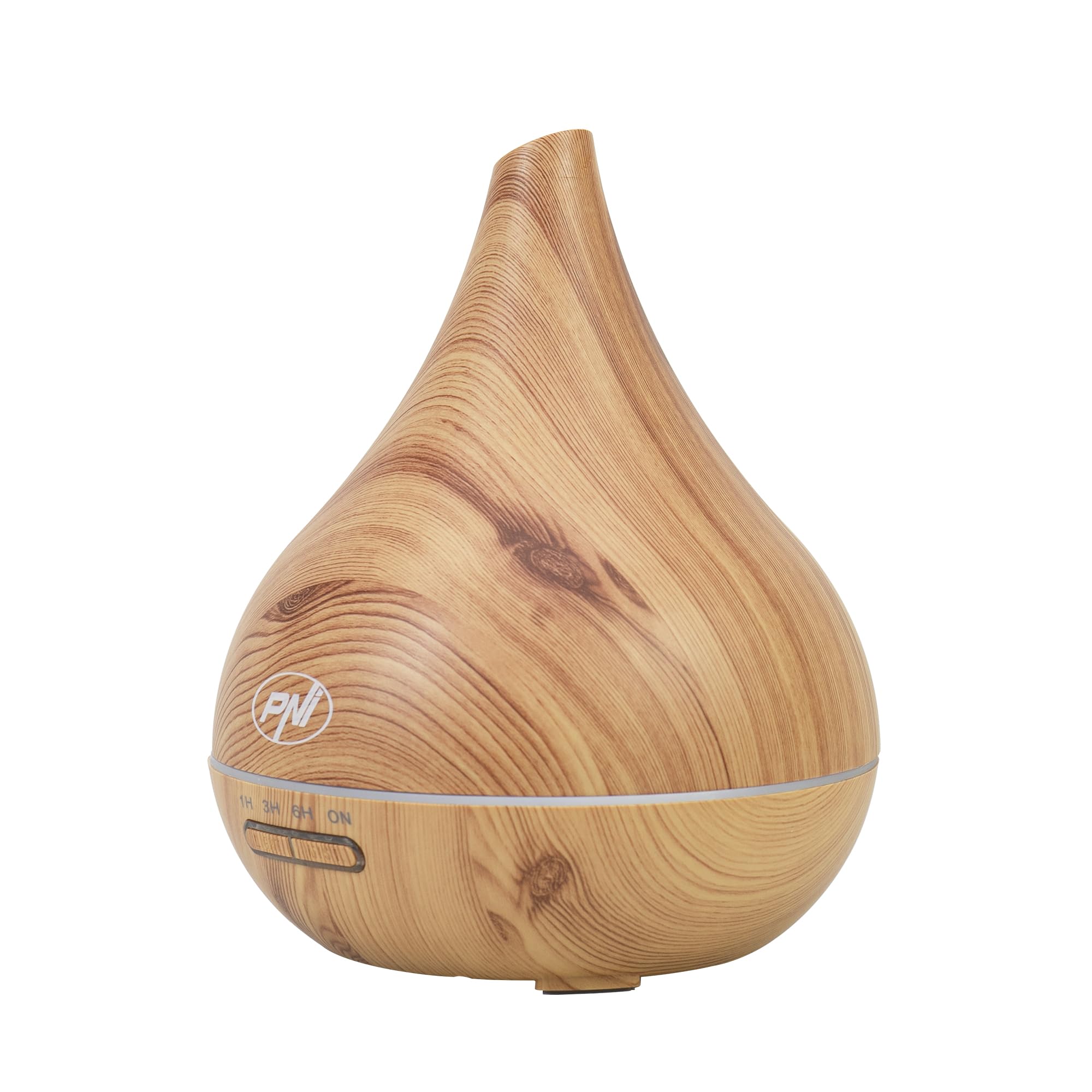 Diffusore per aromaterapia PNI HU400 per oli essenziali, con ultrasuoni, 400 ml, timer, 7 colori LED, chiusura automatica, illuminazione in legno