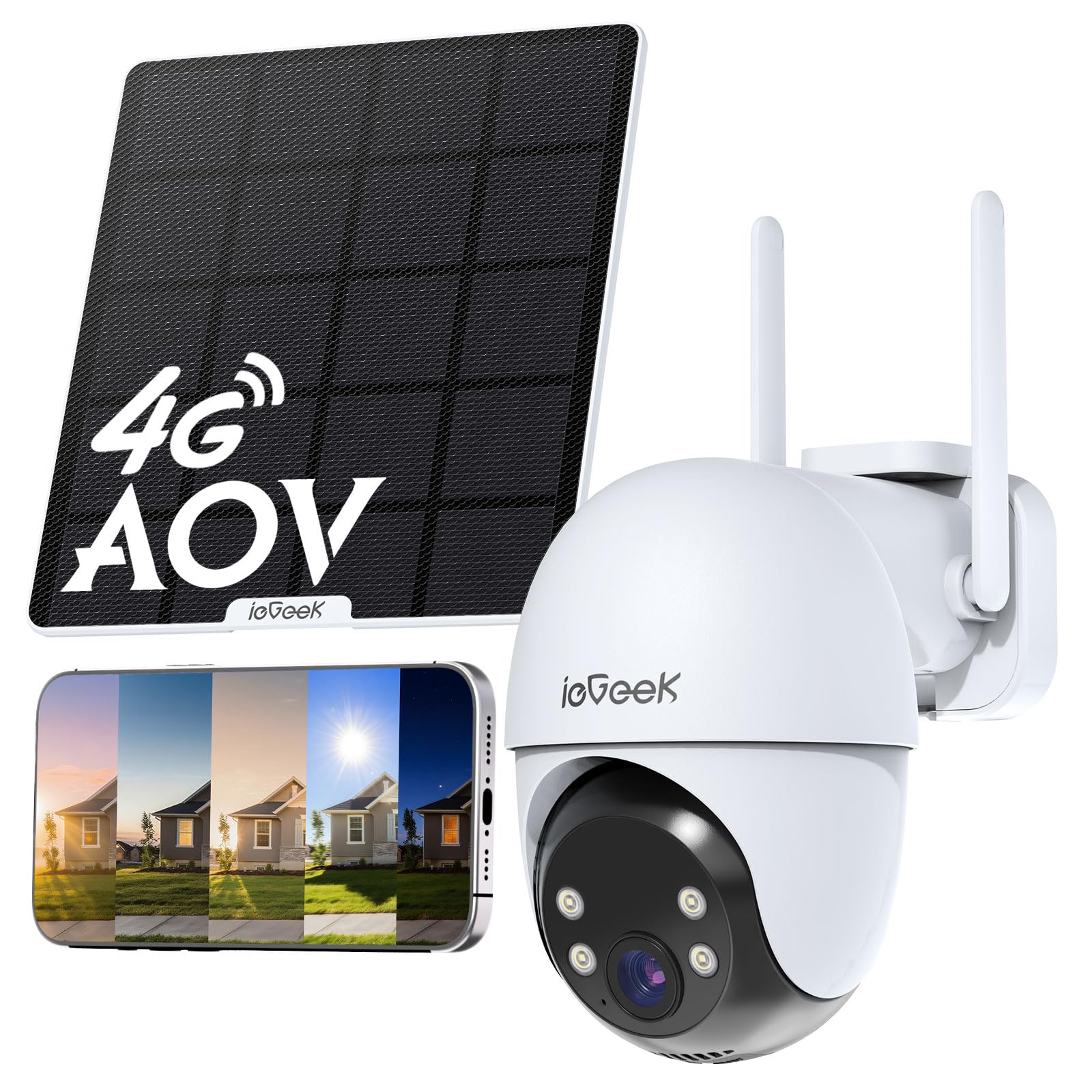ieGeek 24/7 Registrazione AOV 4G Telecamera Esterno con SIM Senza WiFi | Tracciamento Automatico, Rilevamento AI, Visione Notturna 25m, Memoria 512GB, 5W Pannello Solare, 10000mAh…