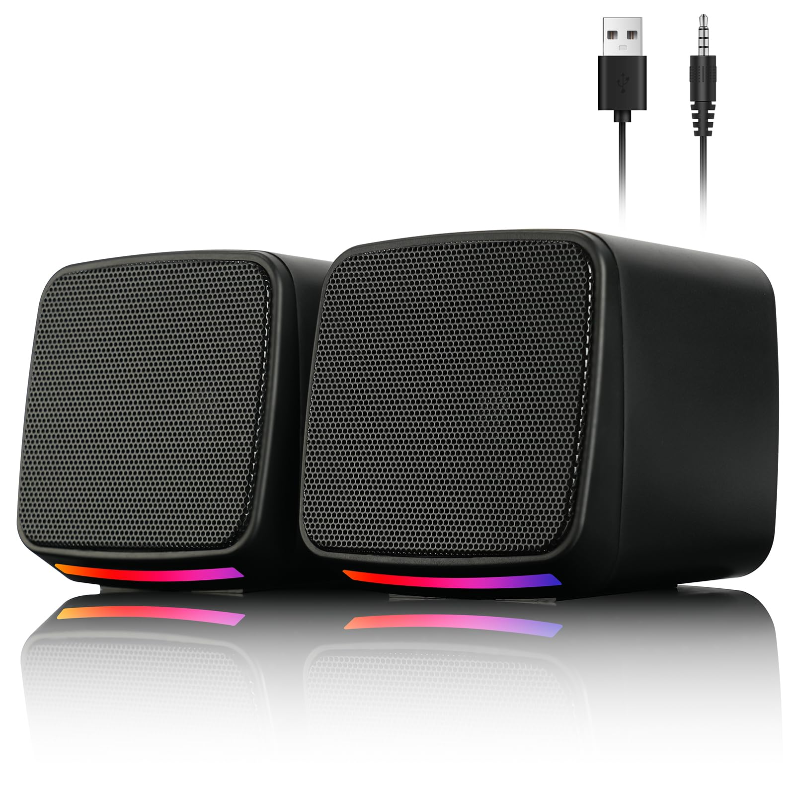 Vicloon Casse PC, Altoparlanti Computer con Ingresso Jack 3.5 mm, Mini Altoparlanti Stereo Compatibili PC/Mac/Smartphone/Tablet, 3W, Alimentazione USB, 1 Paio, Nero