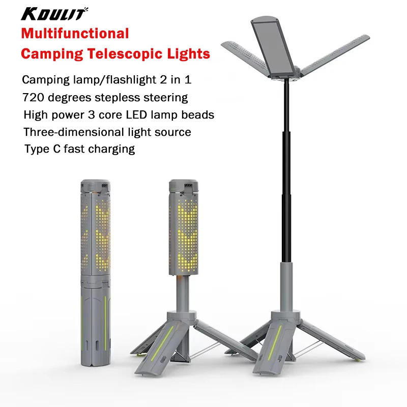 Lanterna da campeggio telescopica Torce impermeabili ricaricabili da 8000 mAh Lampada da campeggio dimmerabile Luce da escursionismo da campeggio di emergenza