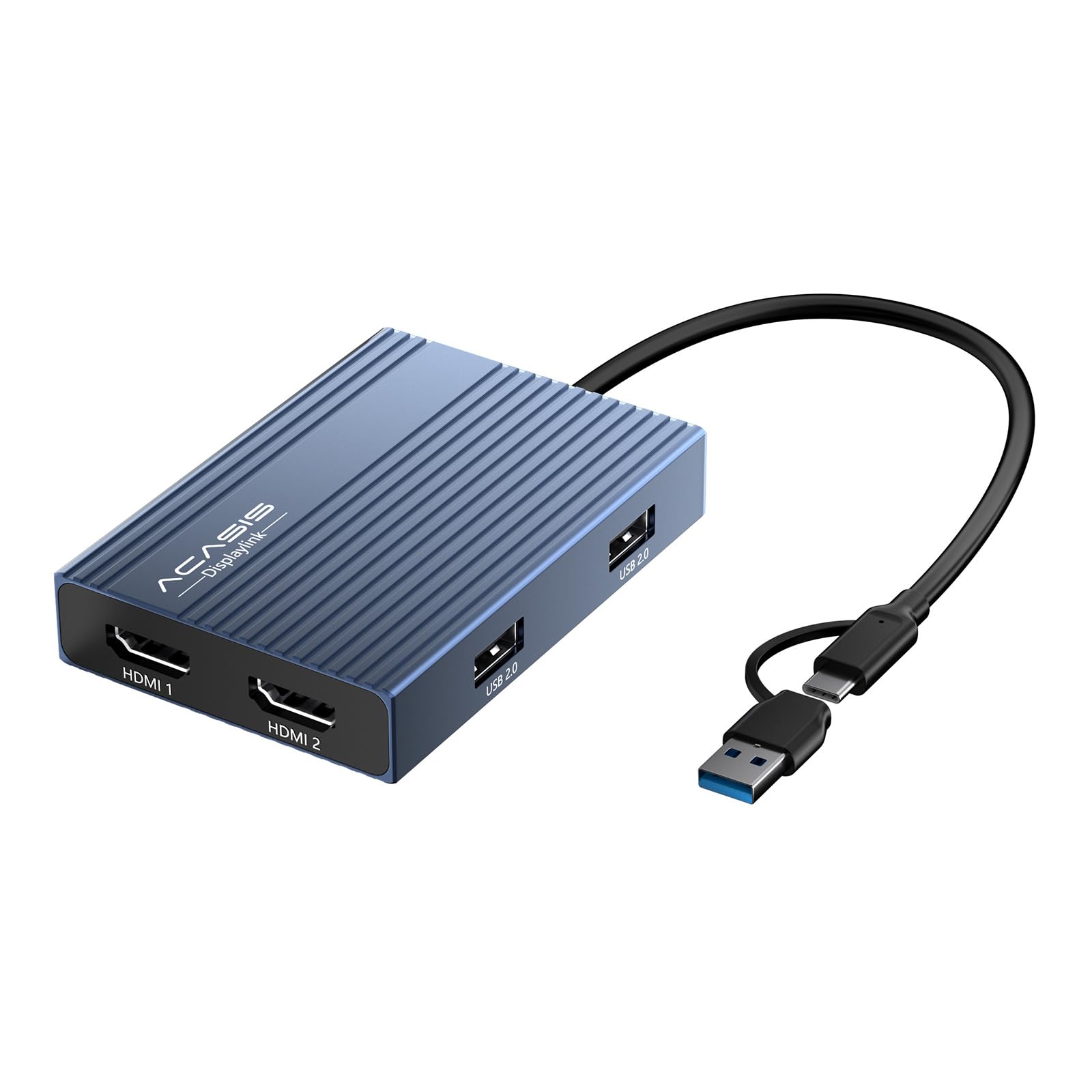 ACASIS DisplayLink Adattatore USB C a Doppio HDMI 4K@60Hz con Ricarica 100W PD, Docking Station per Mac M1/M2/M3/M4/MacBook Neo, Hub con 3x USB-A, per Mac/Windows (DS0602)