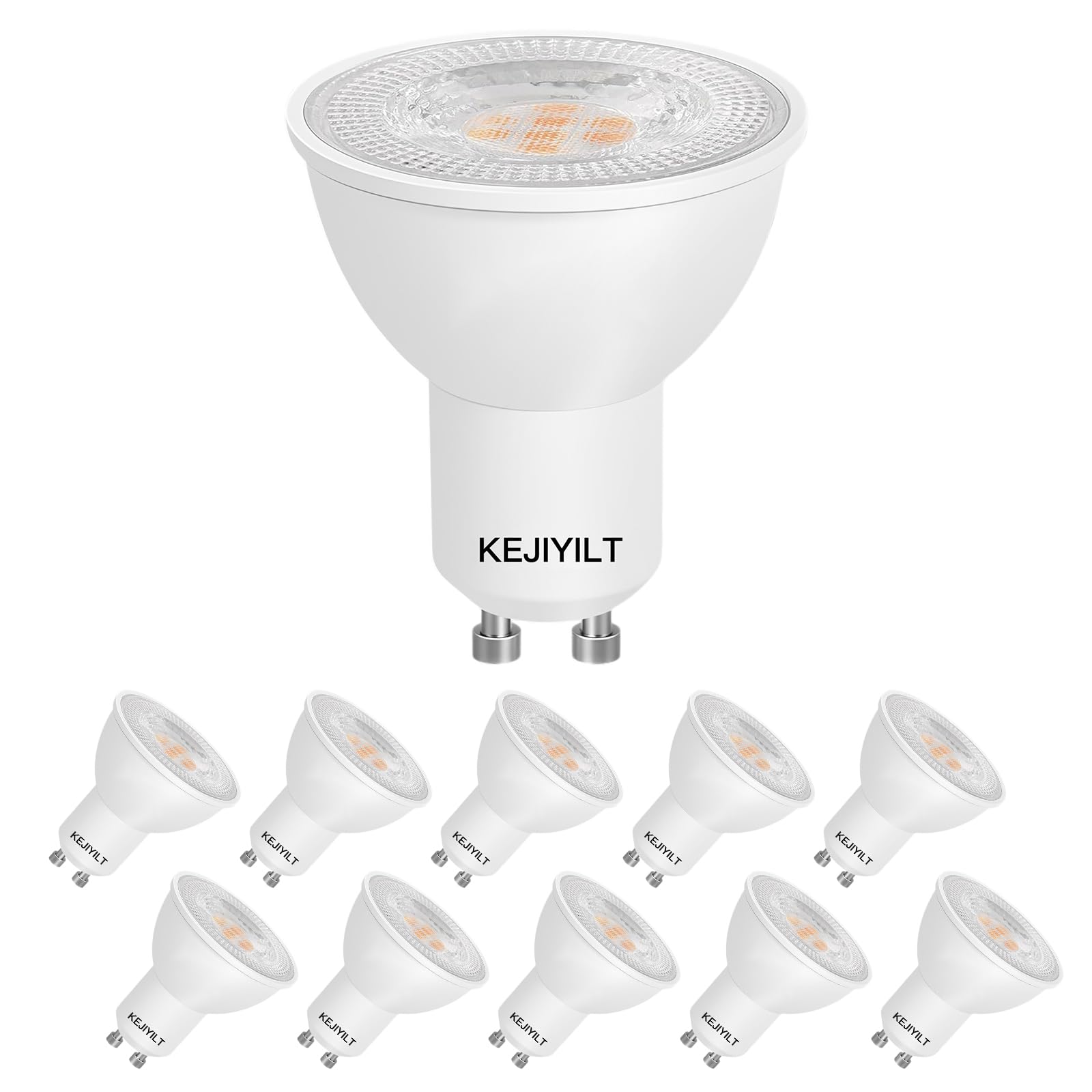 KEJIYILT Confezione da 10 lampadine LED GU10, 7W equivalenti a una lampada alogena da 65W, 650LM, fascio largo 40°, faretto MR16, dimmerabile, per faretti da incasso, luci di pist…