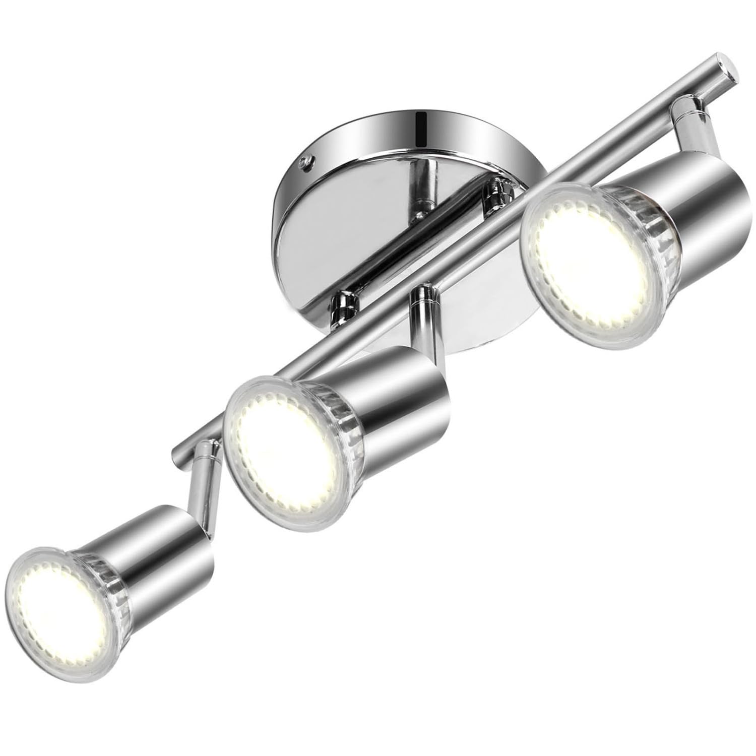 Aigostar Faretti LED Soffitto Orientabili, Lampada da Soffitto GU10, 3 Luci Lampadario Camera da Letto Cucina Soggiorno 220V (Lampadine non incluse), 2 pezzi