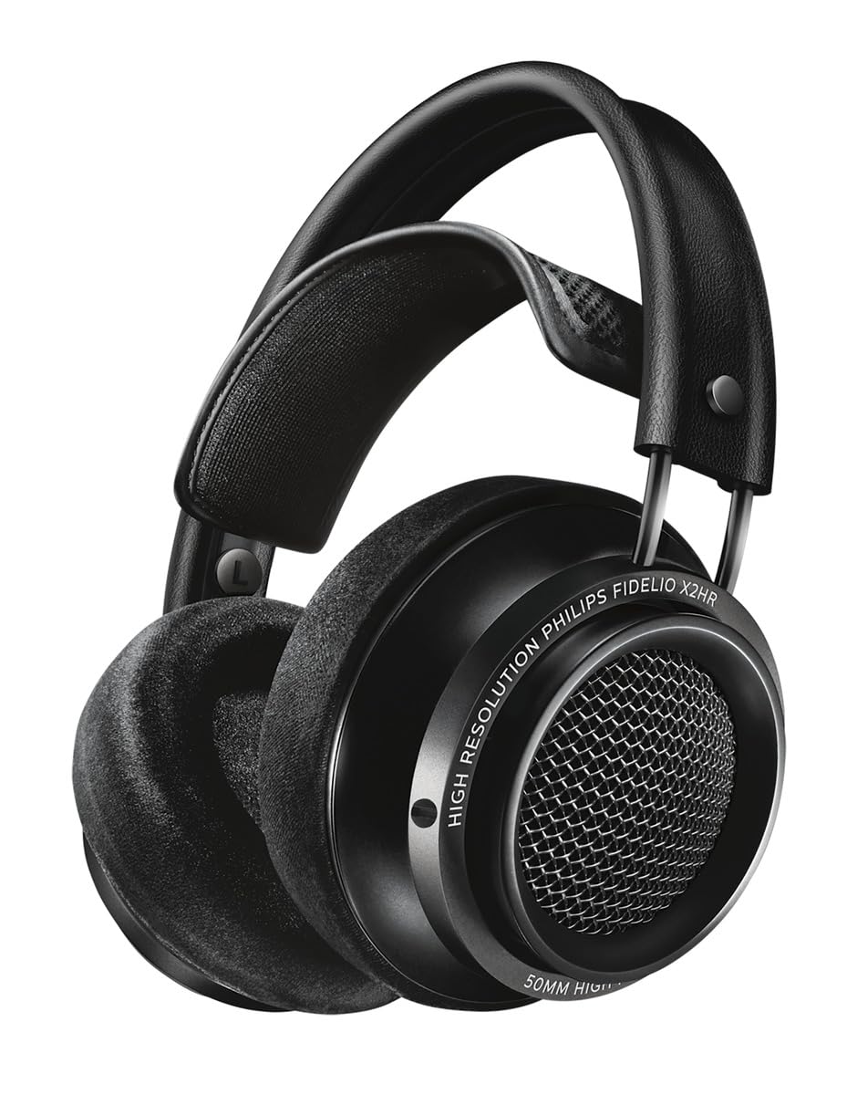 Philips Fidelio X2 cuffie over ear con filo ad alta risoluzione, Design acustico aperto con driver Neodimio in LMC da 50 mm e cuscinetti in schiuma memory deluxe in velluto - Nero…