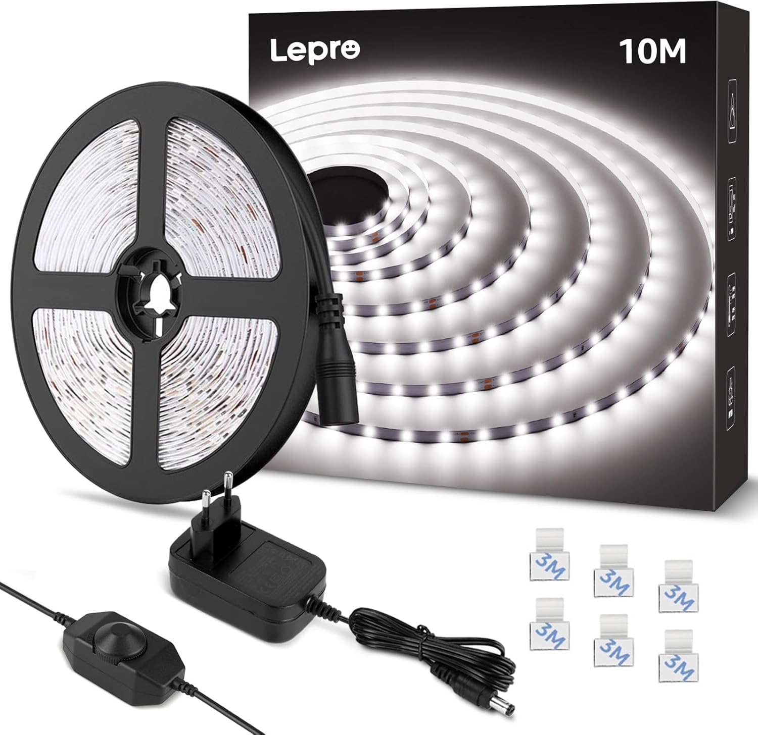 Lepro Striscia LED 10M Bianco Freddo 6000K Dimmerabile, 24V 1800 Lumen 420 LED SMD2835 Nastri LED per Decorazioni Interne/Feste/Natale, Strisce LED Kit Completo con Alimentatore e…