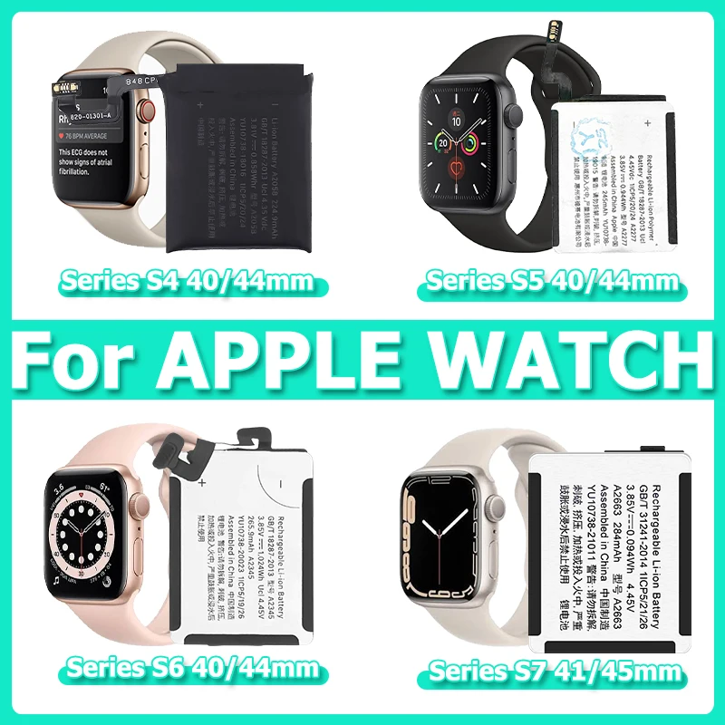 Batteria di ricambio nuova di zecca per iWatch, compatibile con Apple Watch Serie SE 7 6 5 4, batteria per iWatch S4 S5 S6 S7 40/41/44/45MM + Kit di strumenti