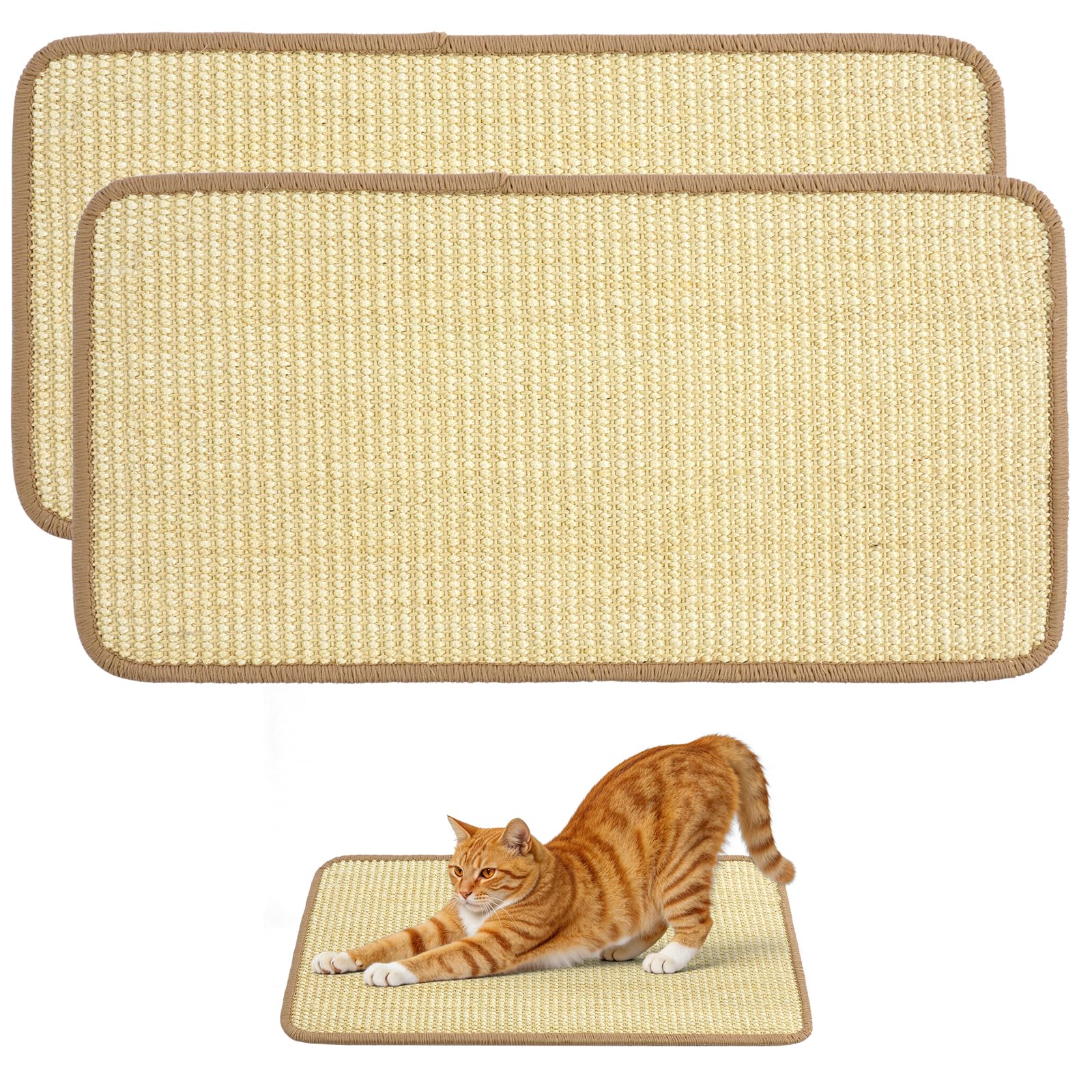 Adiwo 25 x 50 cm, Tappetino Tiragraffi per Gatti in Sisal Naturale, Anti Scivolo, Protezione Divano Graffi Gatto per Mobili Divani Pareti Gambe Letto Armadi Porte, Colore Beige, 2…