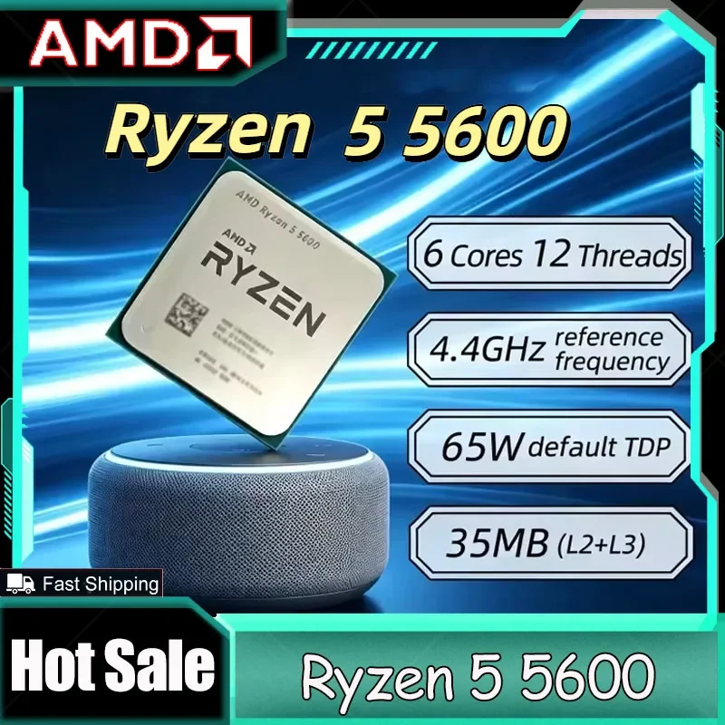 Processore Desktop Gaming AMD Ryzen 5 5600 6-Core 12-Thread 3.5GHz Sbloccato AM4 Bulk Senza Confezione Retail