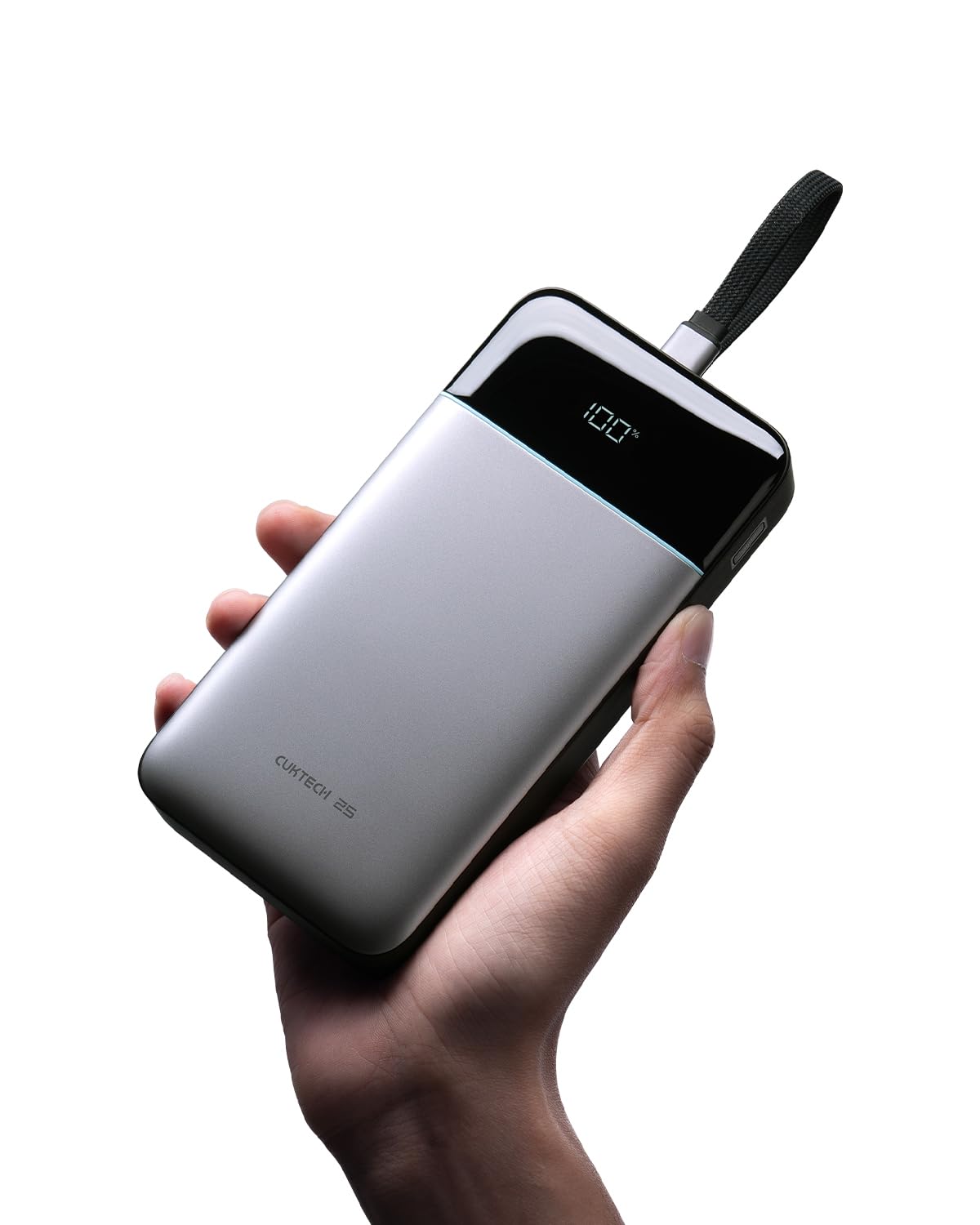 CUKTECH Power Bank 25000mAh Caricatore Portatile 100W Max con Cavo USB-C Integrato, Batteria Esterna a Ricarica Rapida per MacBook Pro/Air, iPhone 17/16/15 Series, Samsung, Pixel