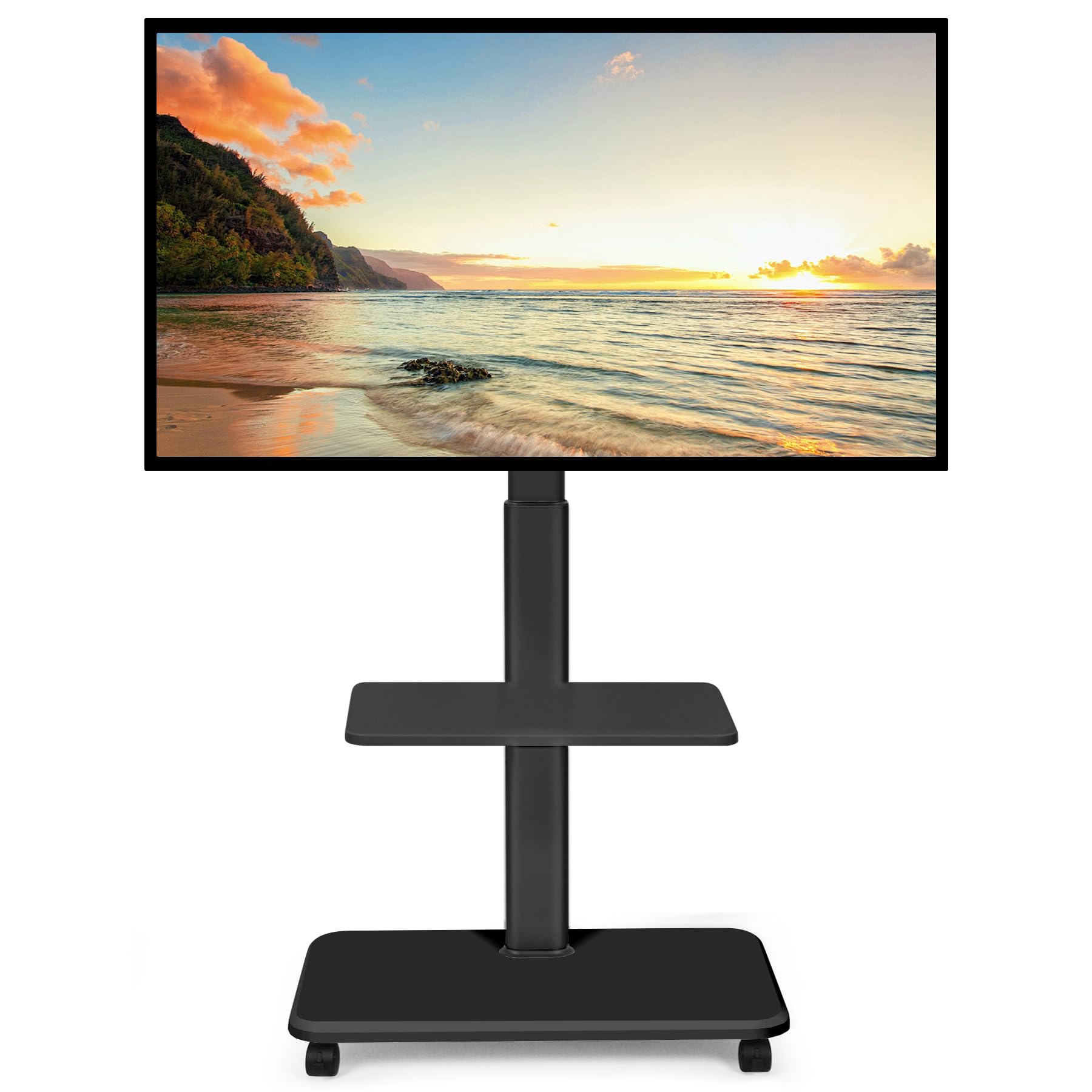 Supporto TV mobile per schermi LED LCD OLED piatti e curvi da 32"-70" fino a 100 libbre, carrello TV mobile regolabile in altezza con ruote e ripiano per camera da letto, ufficio,…