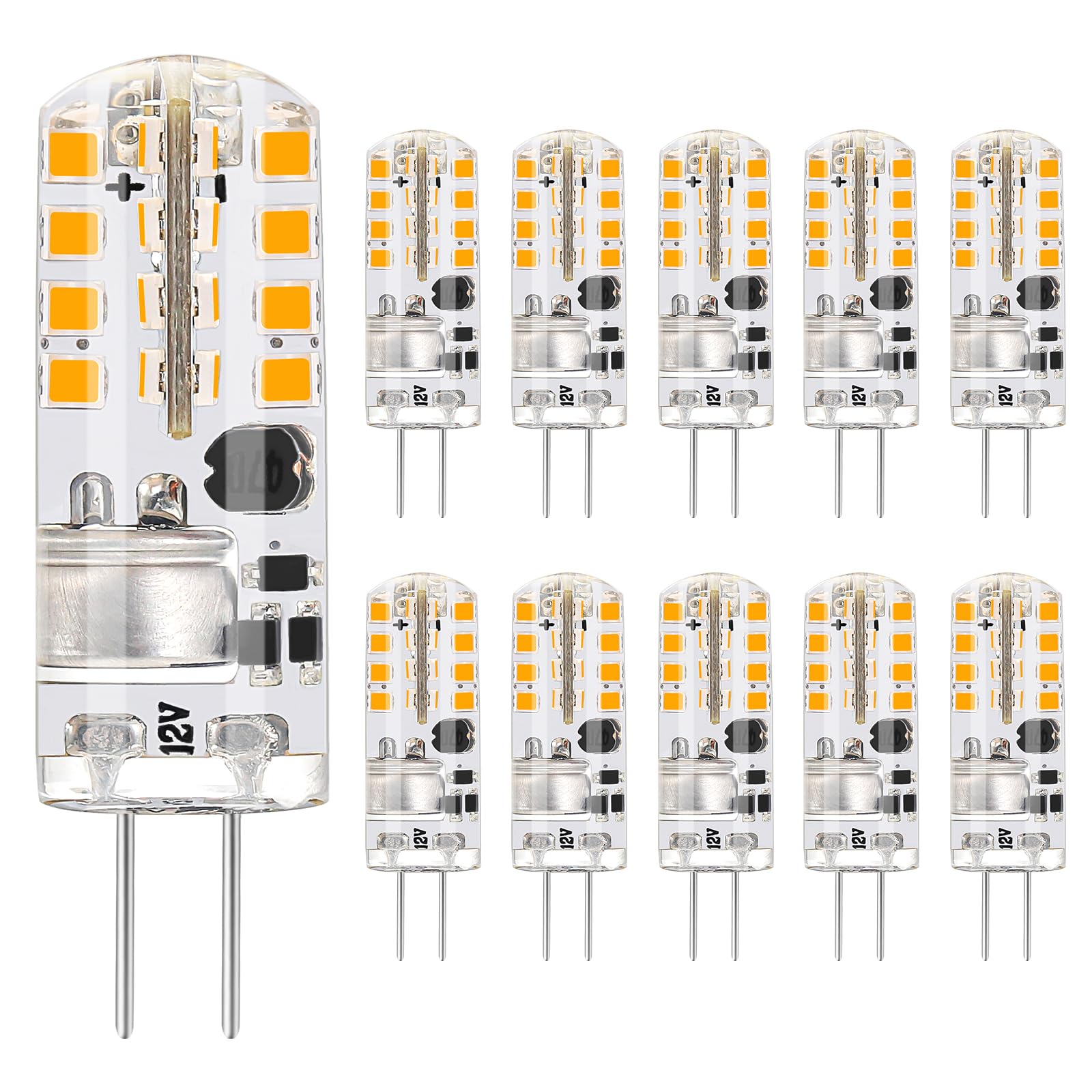 I-SHUNFA Lampadine LED G4 12V AC/DC,1.6W 180LM Bianco Caldo 2700K,10 Pack | Non Dimmerabili,Sostituisce le Lampadina Alogene da 16W,Angolo di Emissione di 360 ° per Cappe Aspiranti