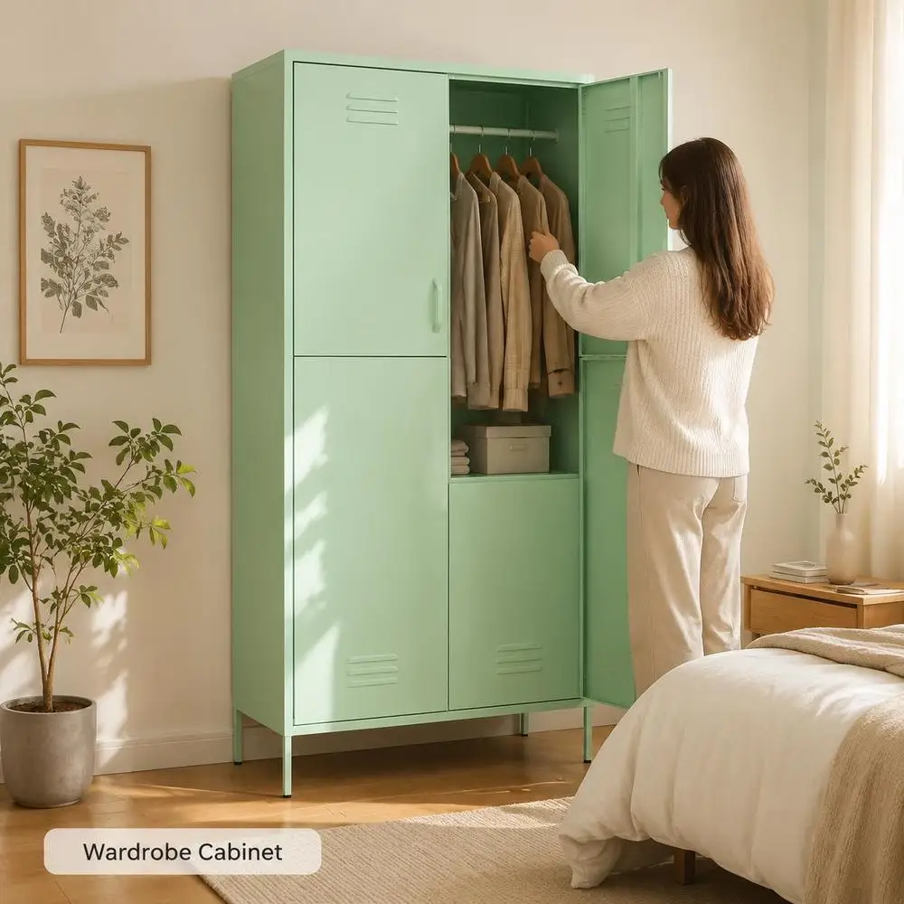 Armadio Verde Menta 90x50x180 Cm Acciaio