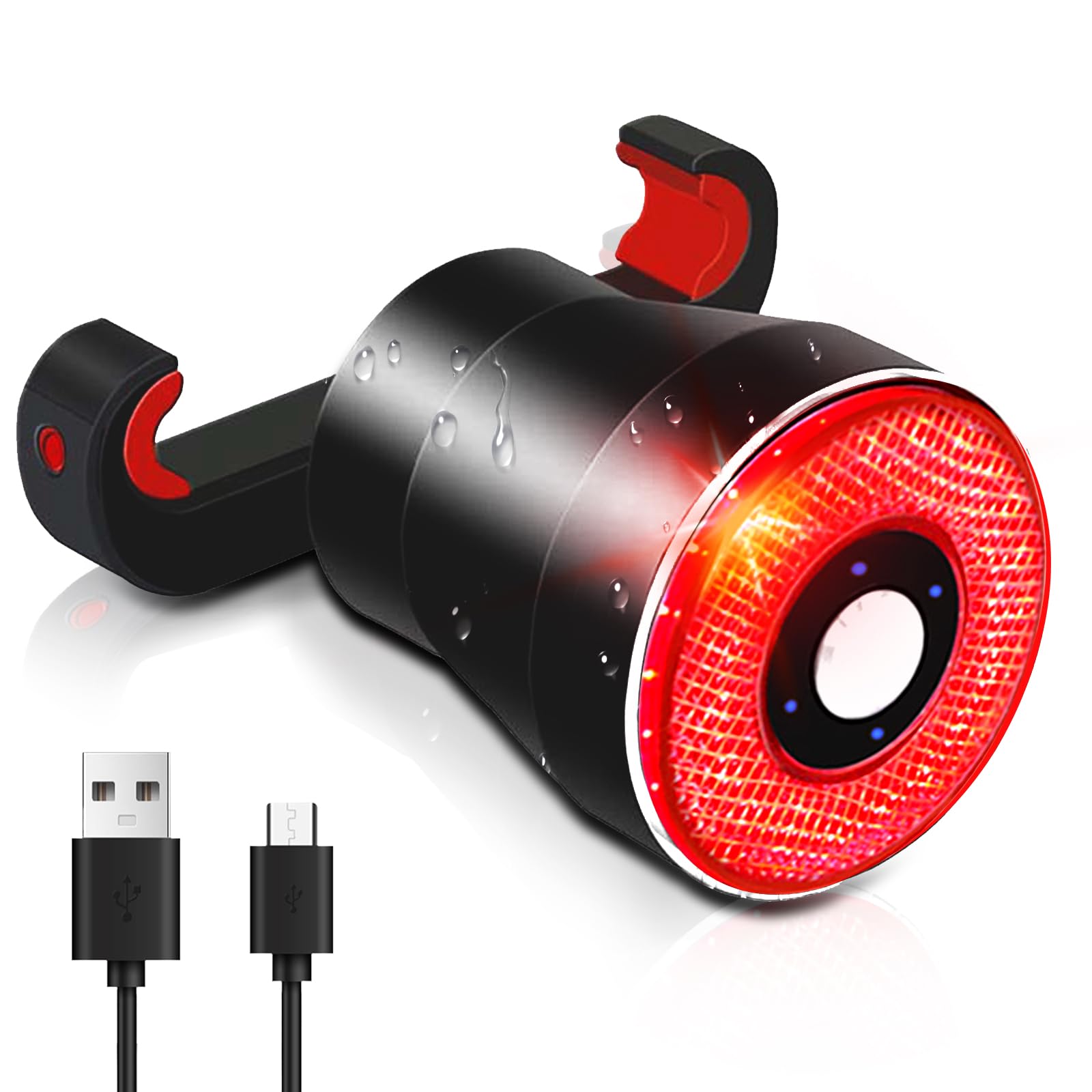Luce Posteriore Bici Intelligente con Sensore di Frenata, Fanale Bici USB Ricaricabile Impermeabile IP65, 22 LED COB Rosso, 3 Modalità Illuminazione, Batteria 400mAh, Montaggio Un…