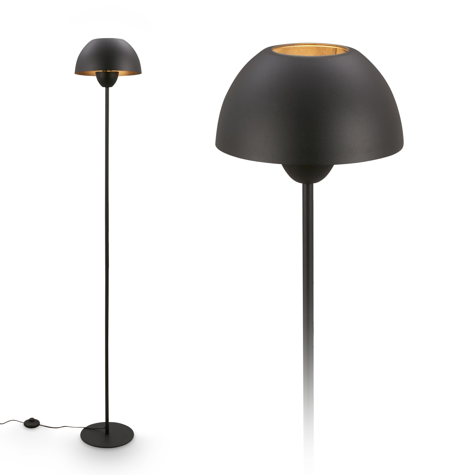 BRILONER - Lampada da terra con interruttore a pedale, attacco E27, max. 10W, piantana lampada da terra, lampada da terra salotto, lampada soggiorno da terra, 25 x 156,5 cm, nero