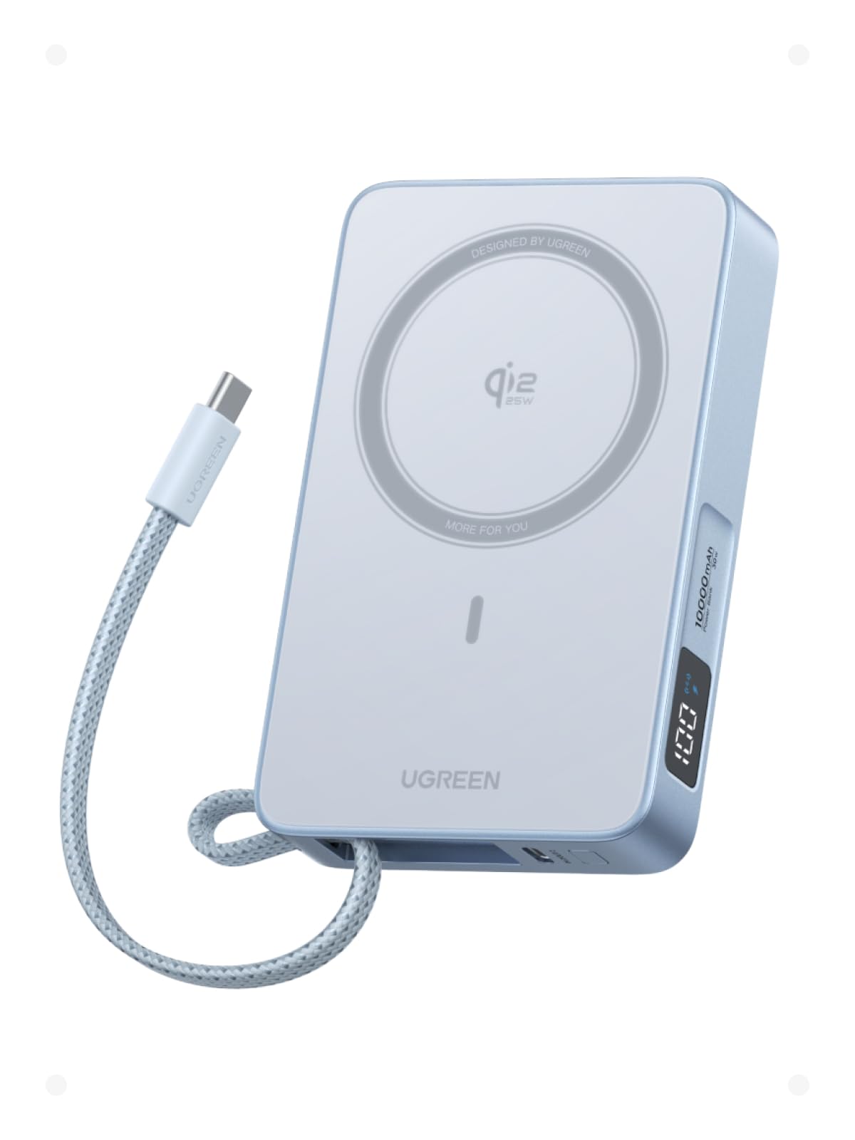 UGREEN Magflow Qi2 25W Power Bank Magsafe 10000mAh USB C PD 30W (Blu) | Batteria Esterna Magnetico Caricatore Portatile Wireless Ricarica Rapida Schermo Digitale Compatibile con i…