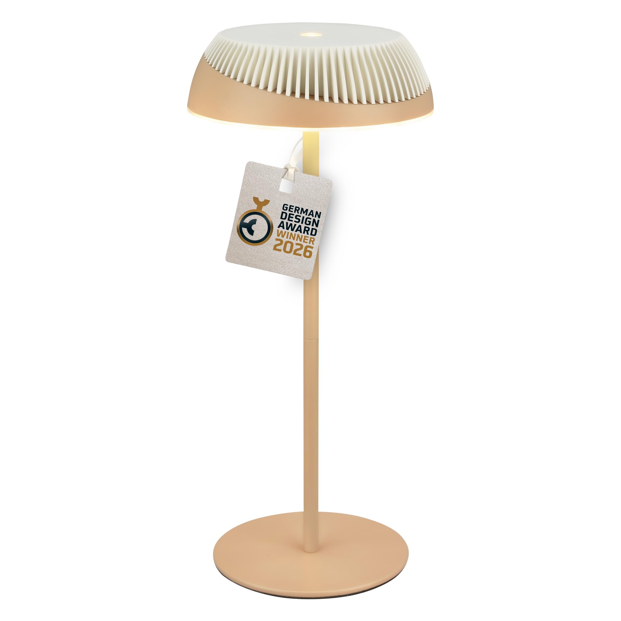 BRILONER - Alusta lampada da tavolo senza fili, touch dimmer continuo, ip44, cavo usb-c, lampada da scrivania senza fili, comodino, German Design Award 2026, 14 x 32 cm, beige bia…