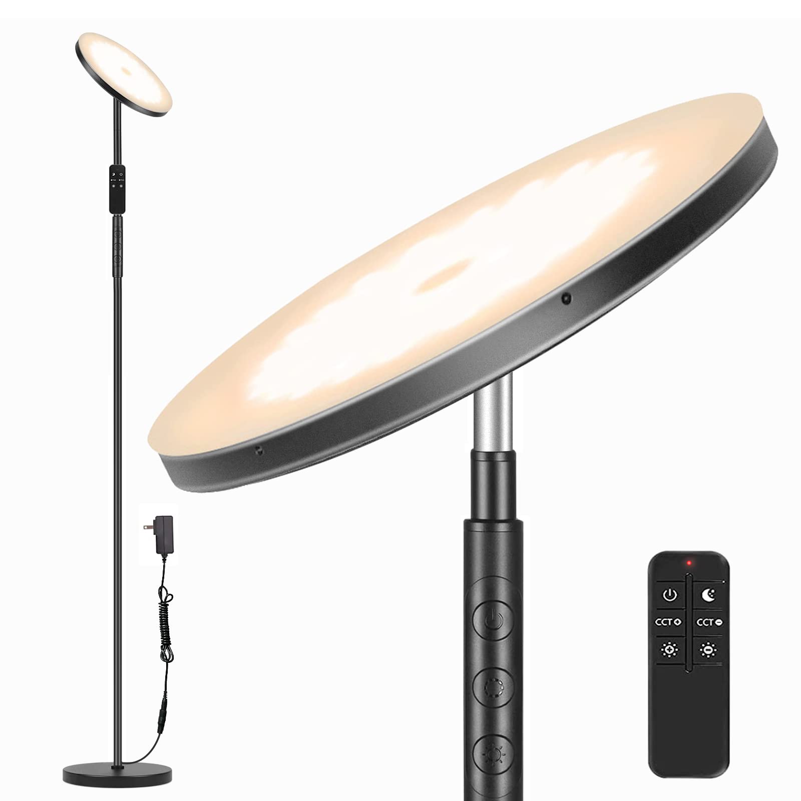 Lampada LED da Terra Moderna Design, 3000LM 36W Piantane da Salotto con Telecomando & Tocco, Montaggio in 1 Min, Base ponderata da 2,5 kg, Lampada Alta da Salotto per Camera da Le…