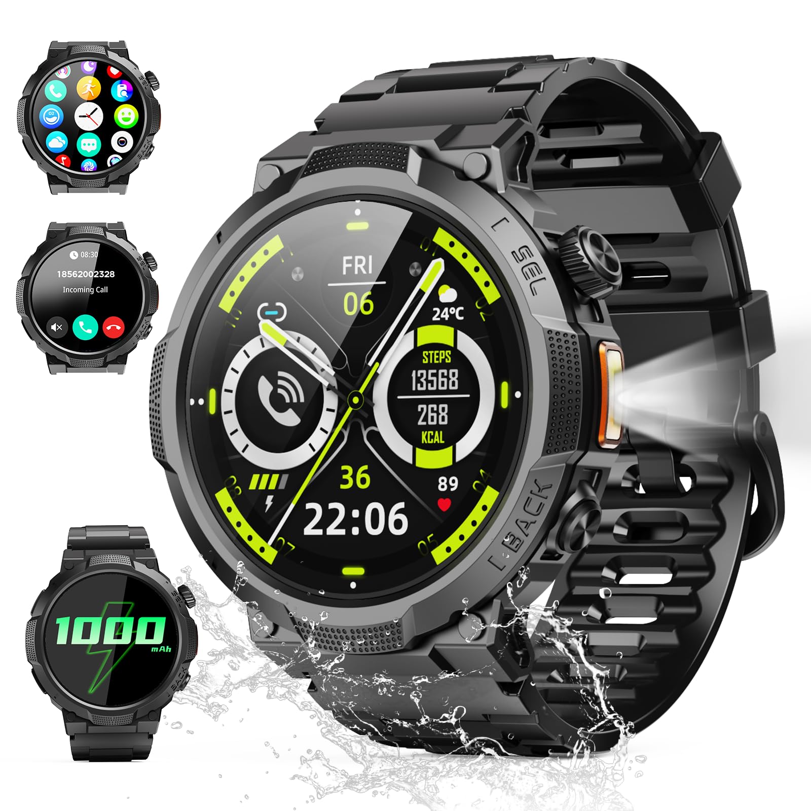 2026 Smartwatch Uomo,1000 mAh Batteria,1.53" HD Orologio Smartwatch Uomo | Chiamata Bluetooth 5.3,Chiamate e Whatsapp, 100+Sport, SpO2/Sonno/Cardiofrequenzimetro, IP7 Impermeabile…