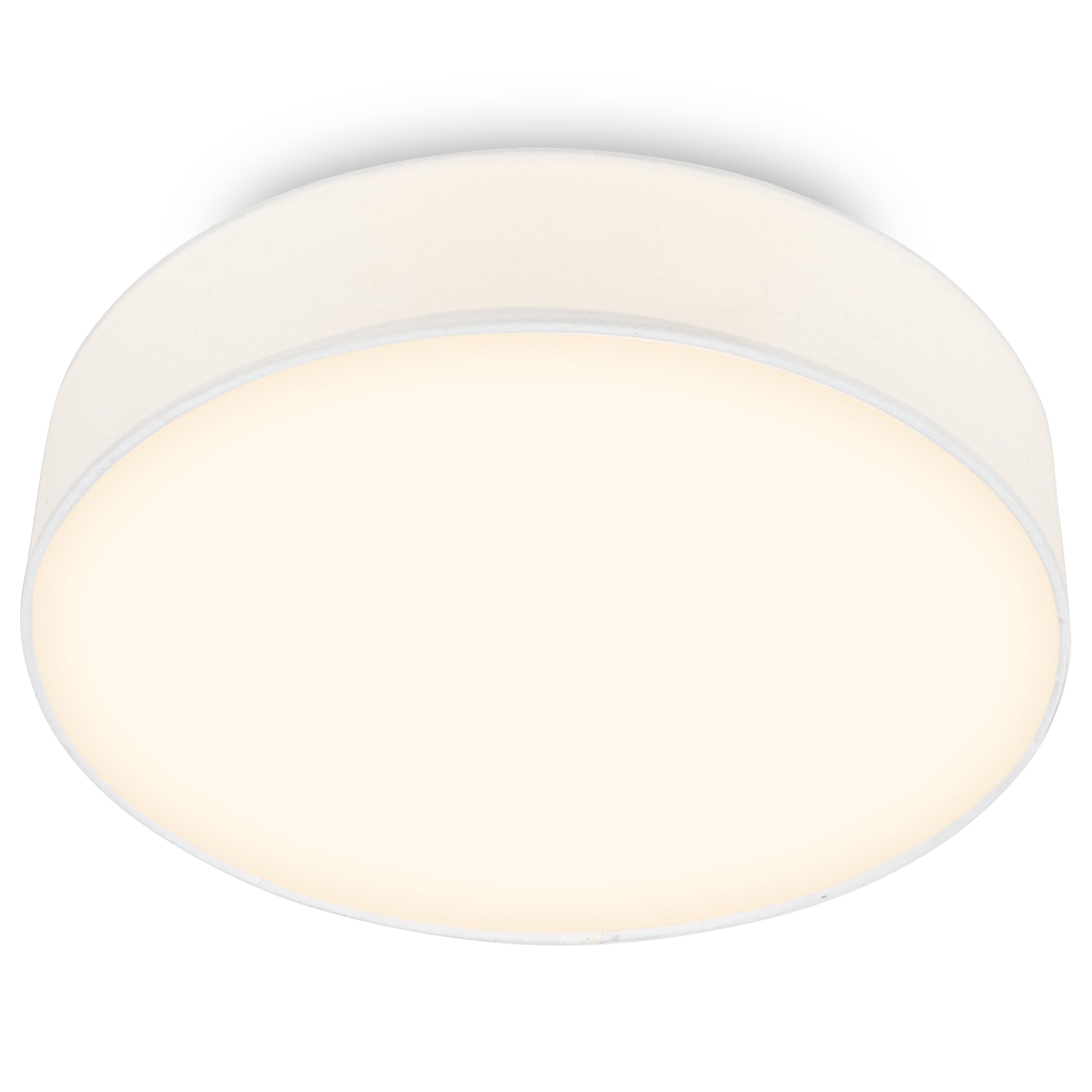 Briloner - Plafoniera LED con paralume in tessuto, 24W e 2600lm, luce bianco caldo, plafoniera camera da letto, plafoniere, lampadario, illuminazione soggiorno, 38 x 10,5 cm, Bian…