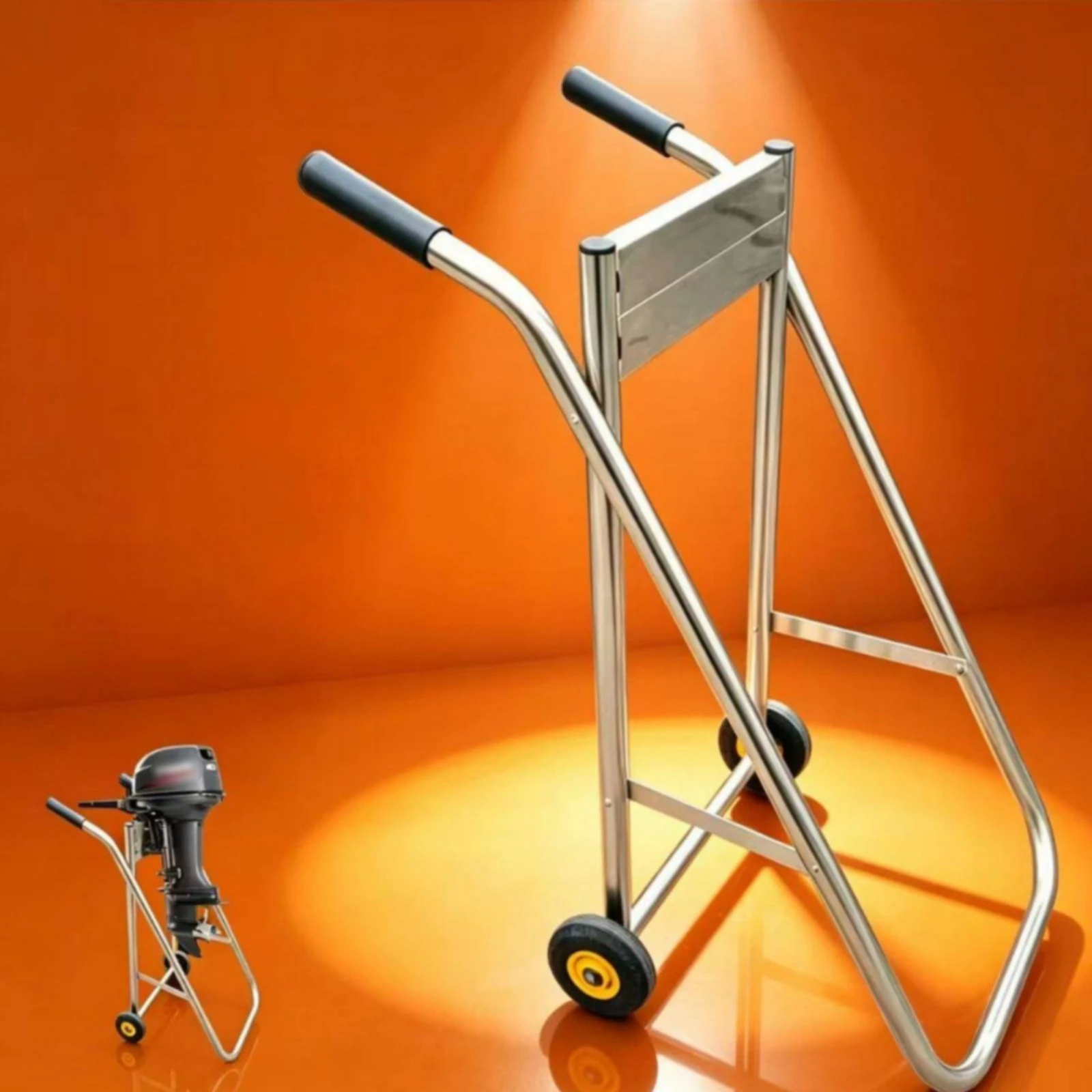 Carrello per Motore Fuoribordo con Telaio Cilindrico Pieghevole, Attrezzatura per Trasporto Motore Fuoribordo 30 Hp Portatile