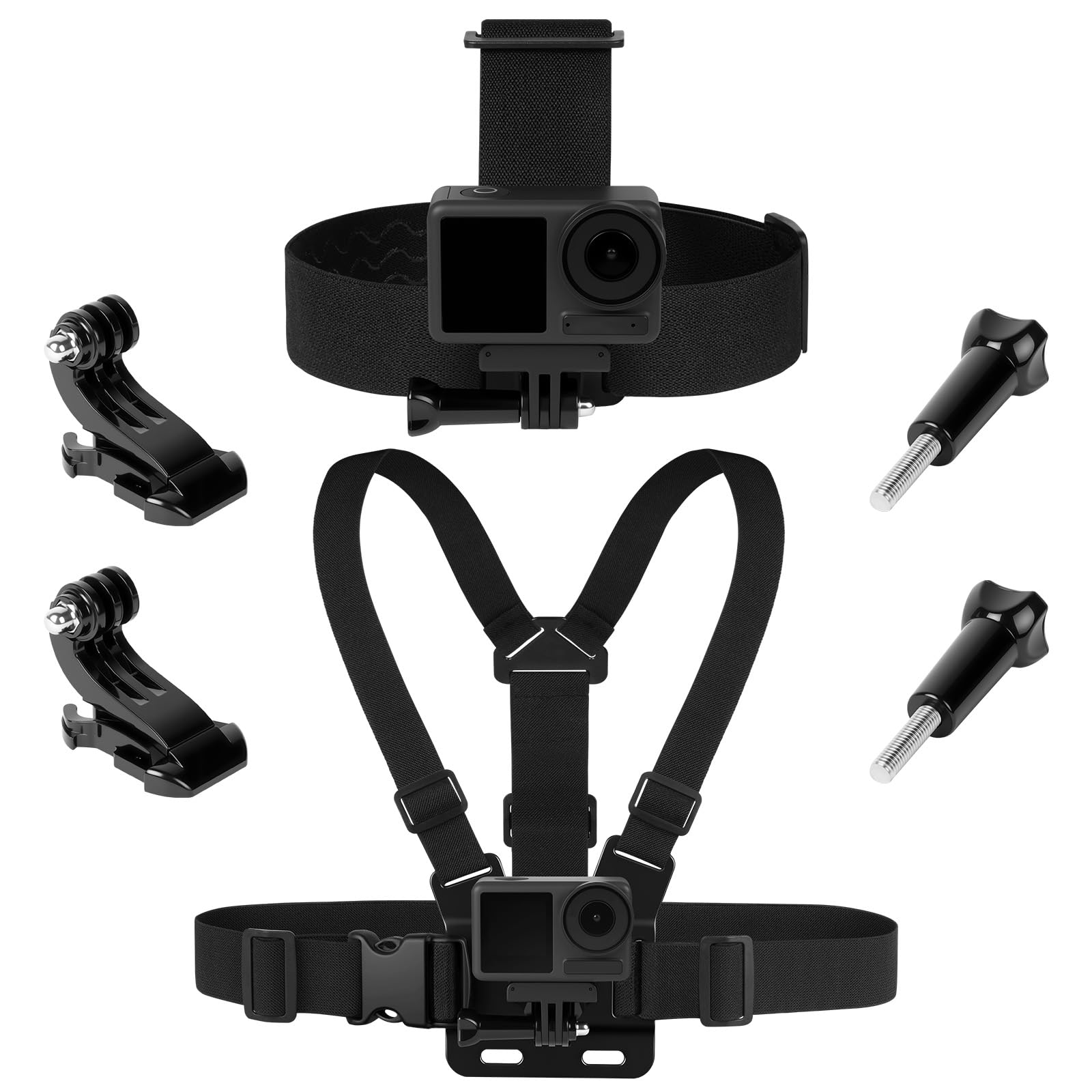Adiwo 2 in 1 Imbracatura Pettorale, Attacco Imbracatura Fascia per Testa, Adatta per GoPro Hero 13, 12, 11, 10, 9, 8, 7, 6, 5, 4, DJI Action 5 Pro 4/3 e la Maggior Parte delle Act…