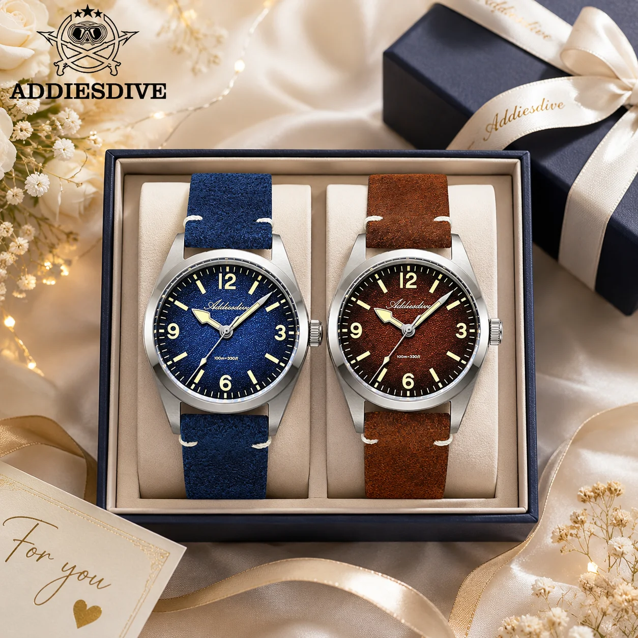 ADDIESDIVE 36MM 200M Orologi impermeabili in vetro zaffiro C3 Retro Super Luminous 316L Orologi da polso al quarzo da donna in acciaio inossidabile
