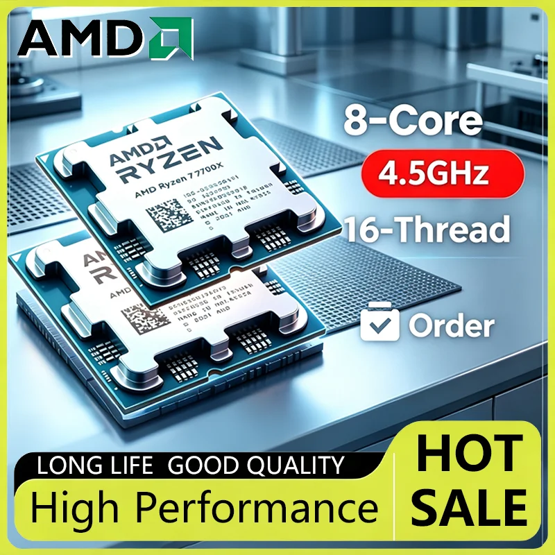 AMD Ryzen 7 7700X R7 7700X CPU 100-000000591 Socket AM5 4.5GHz 8-Core 16-Thread 5NM L3=32M ma senza dissipatore