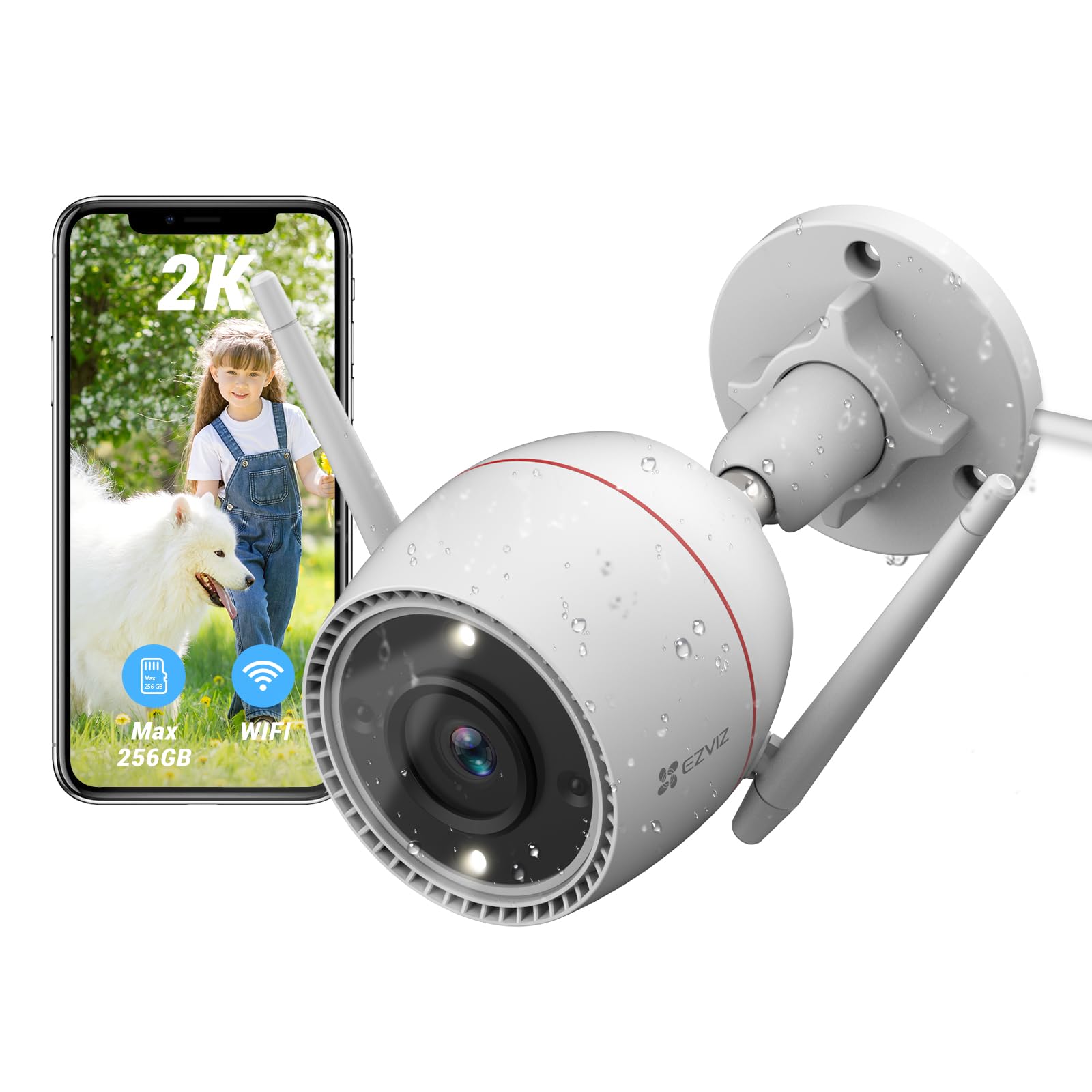 EZVIZ Telecamera WiFi Esterno 3mp, Videocamera Sorveglianza Esterno WiFi con Visione Notturna a Colori 30m, IP Camera con Intelligenza Artificiale, Rilevamento di Persone, Funzion…