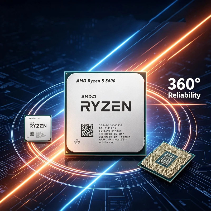 Processore AMD Ryzen 5 5600 ad Alta Velocità, Frequenza Boost 4.4GHz, 6 Core 12 Thread, Piattaforma AM4, CPU Desktop Senza GPU Integrata