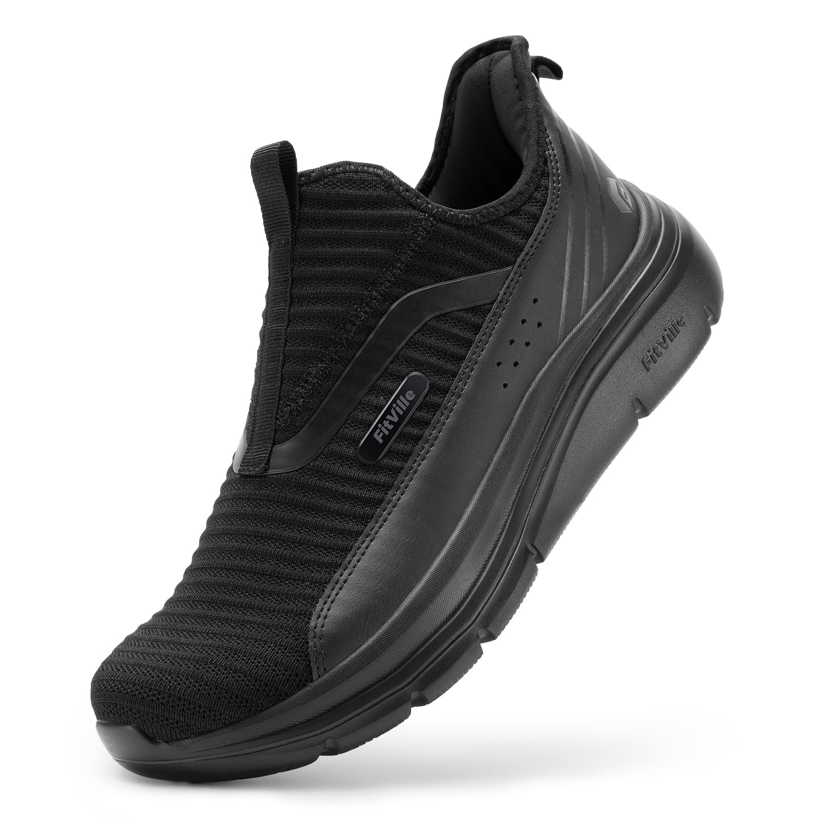FitVille Scarpe da Camminata Uomo Extra Larghe Slip-on Sneaker Casual Traspiranti Scarpe Sportive Senza Lacci