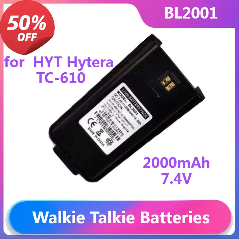 Batterie Walkie Talkie BL2001 per Walkie Talkie HYT Hytera TC-610 TC-620 Radio bidirezionali Batteria agli ioni di litio 2000mAh 7.4V