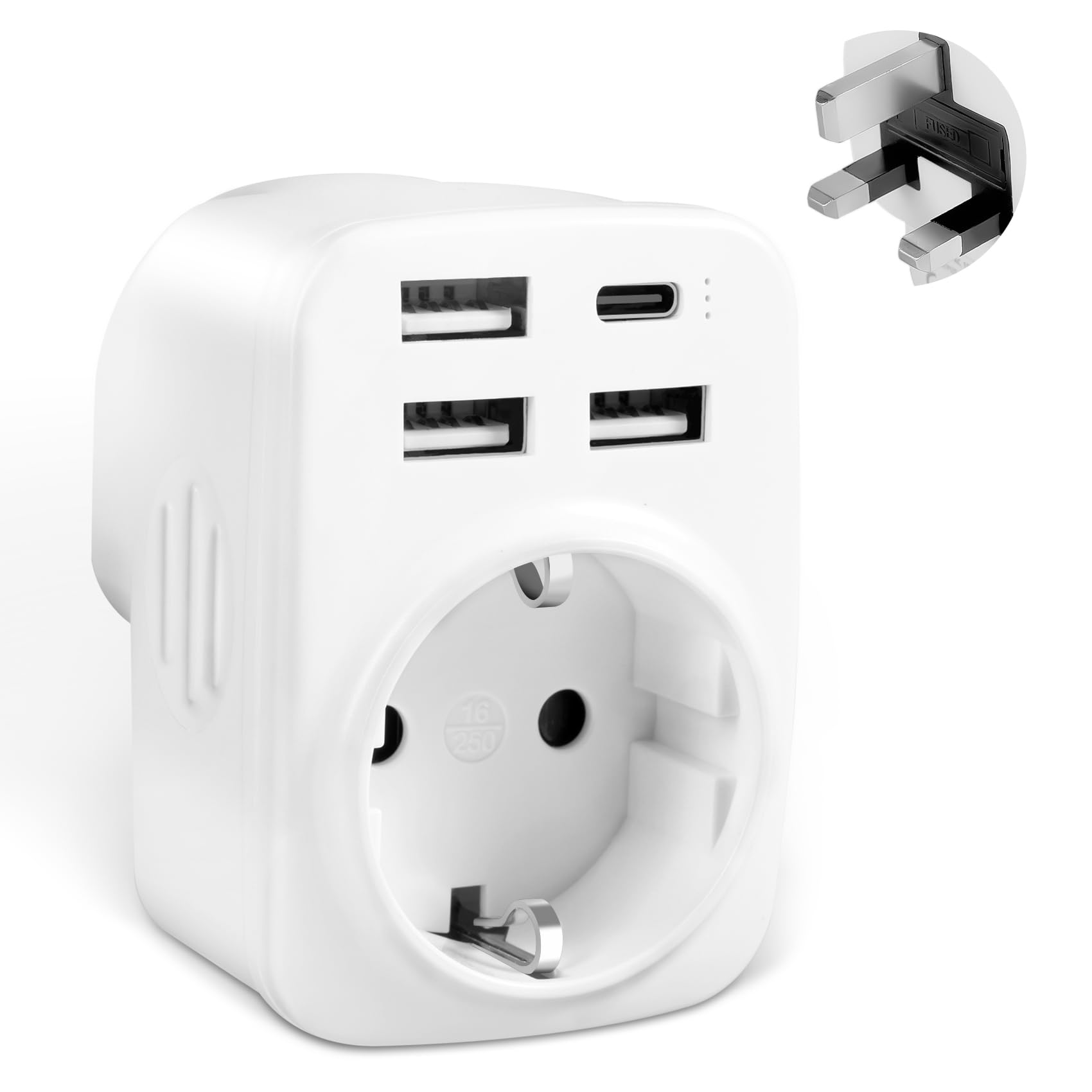 Adattatore Presa Inglese, Adattatore UK, con 2 Prese USB 2.4 A, Adattatore da Viaggio per Inghilterra,Scozia,Irlanda,Dubai,Maldive